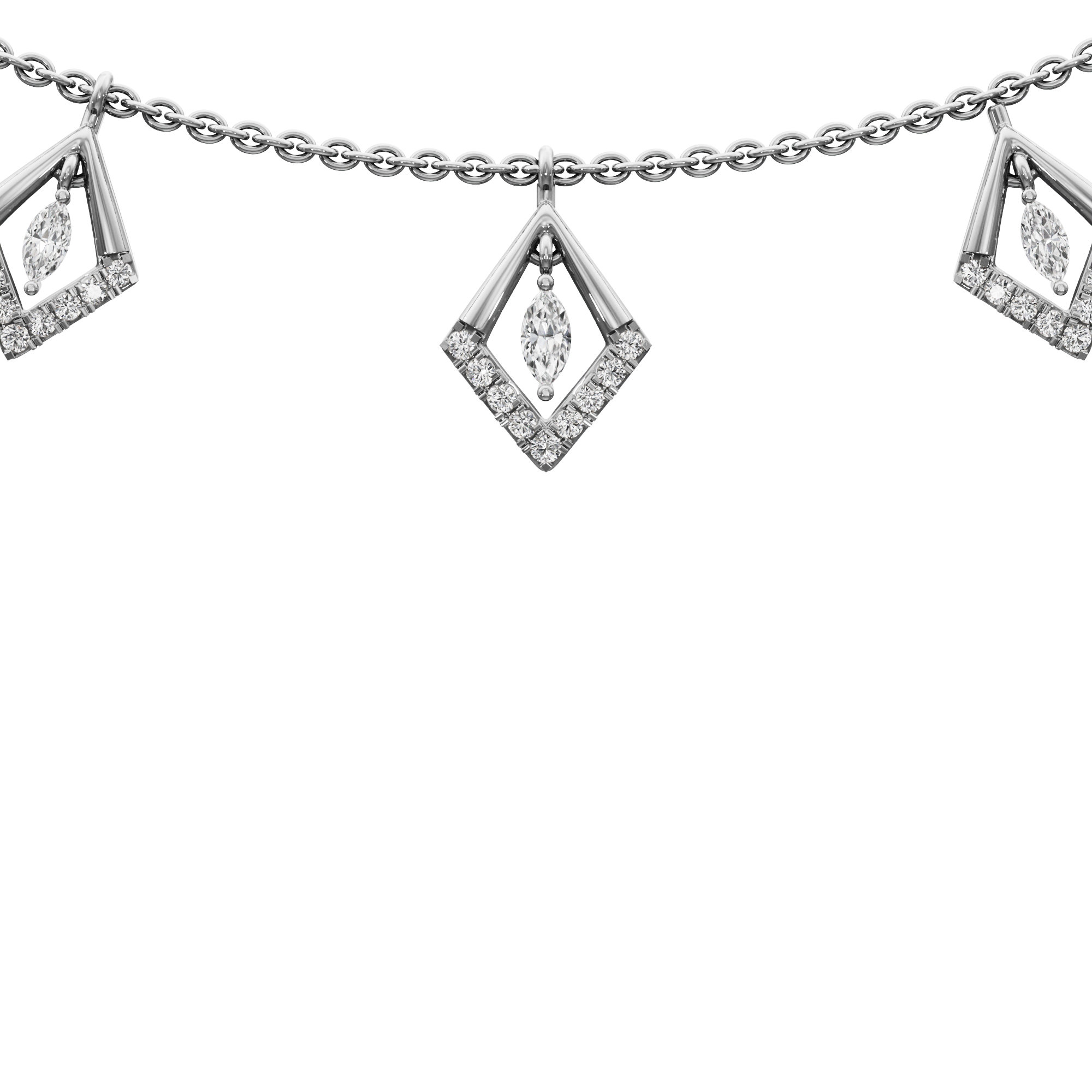 Seven Stars Lariat Diamond Necklace in 14KT White Gold (Diamond Quality:FG-VVS VS)