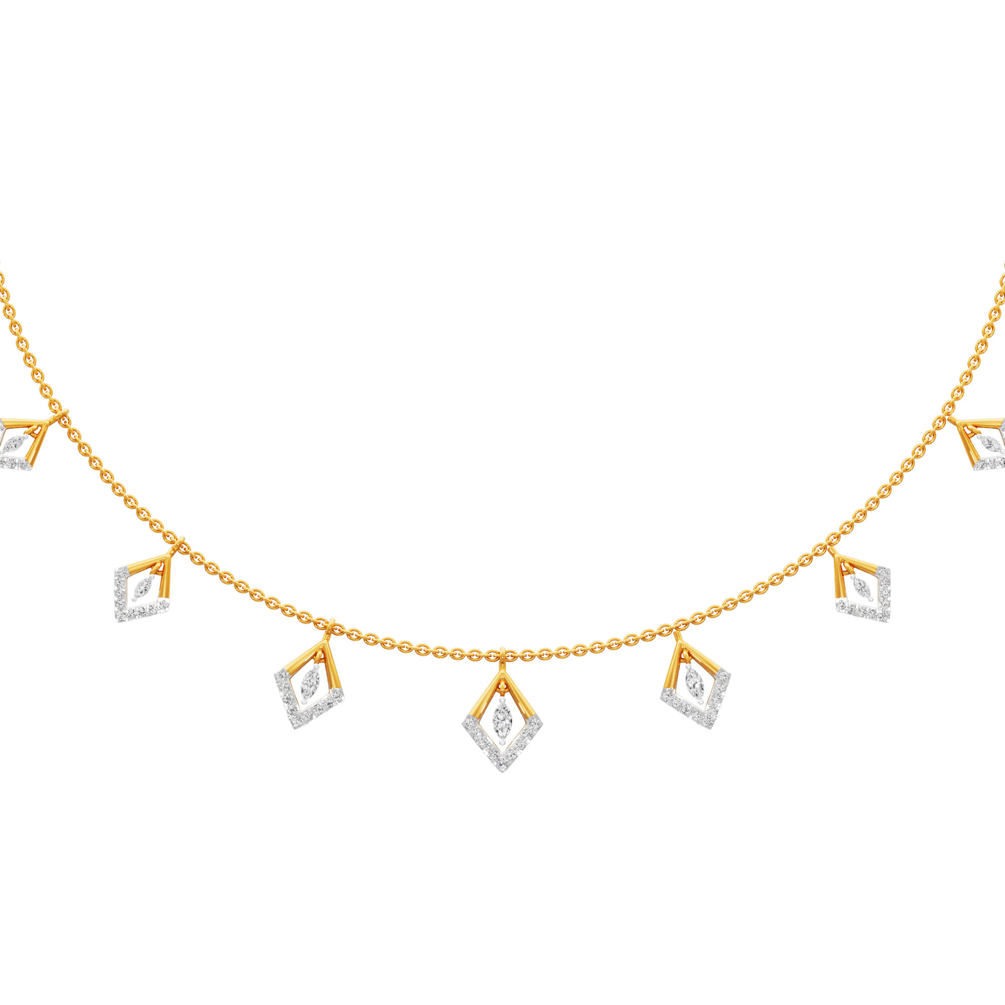 Seven Stars Lariat Diamond Necklace in 14KT Yellow Gold (Diamond Quality:FG-VVS VS)