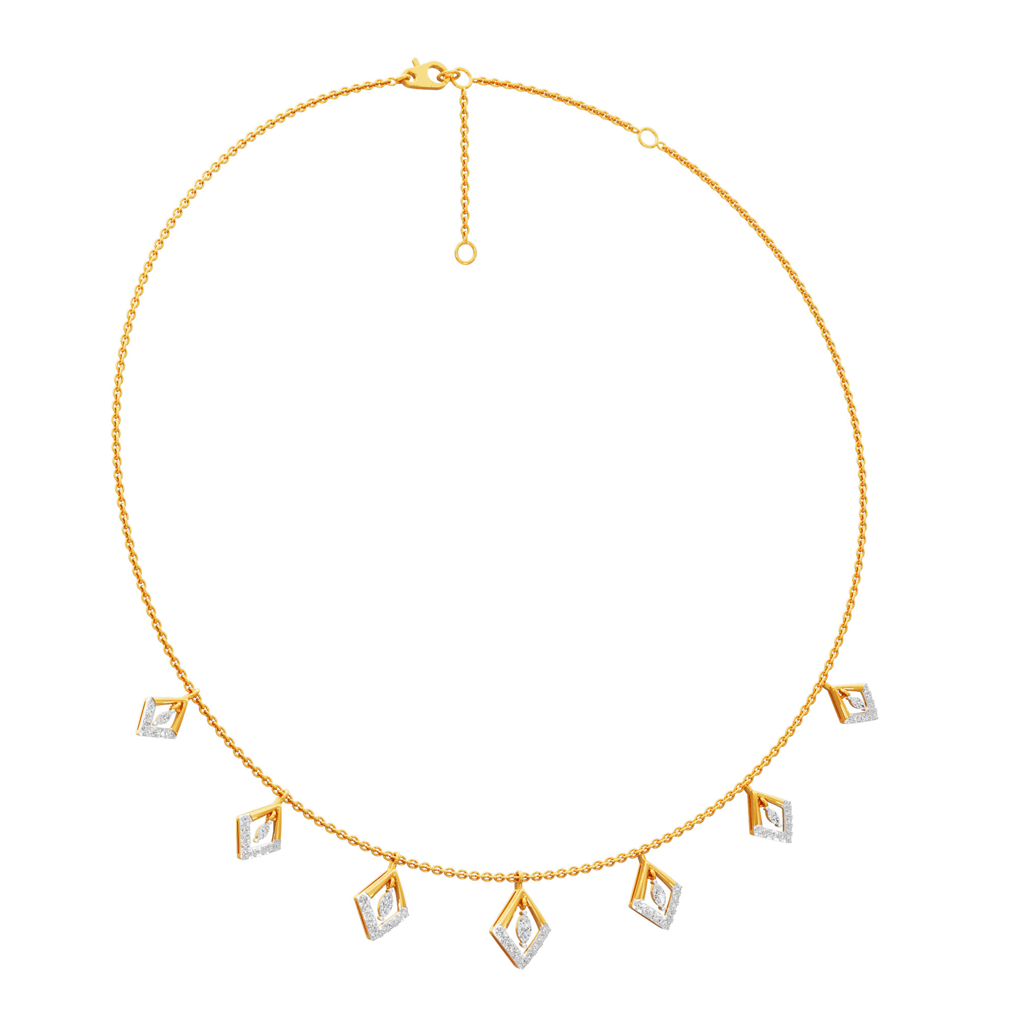 Seven Stars Lariat Diamond Necklace in 14KT Yellow Gold (Diamond Quality:FG-VVS VS)