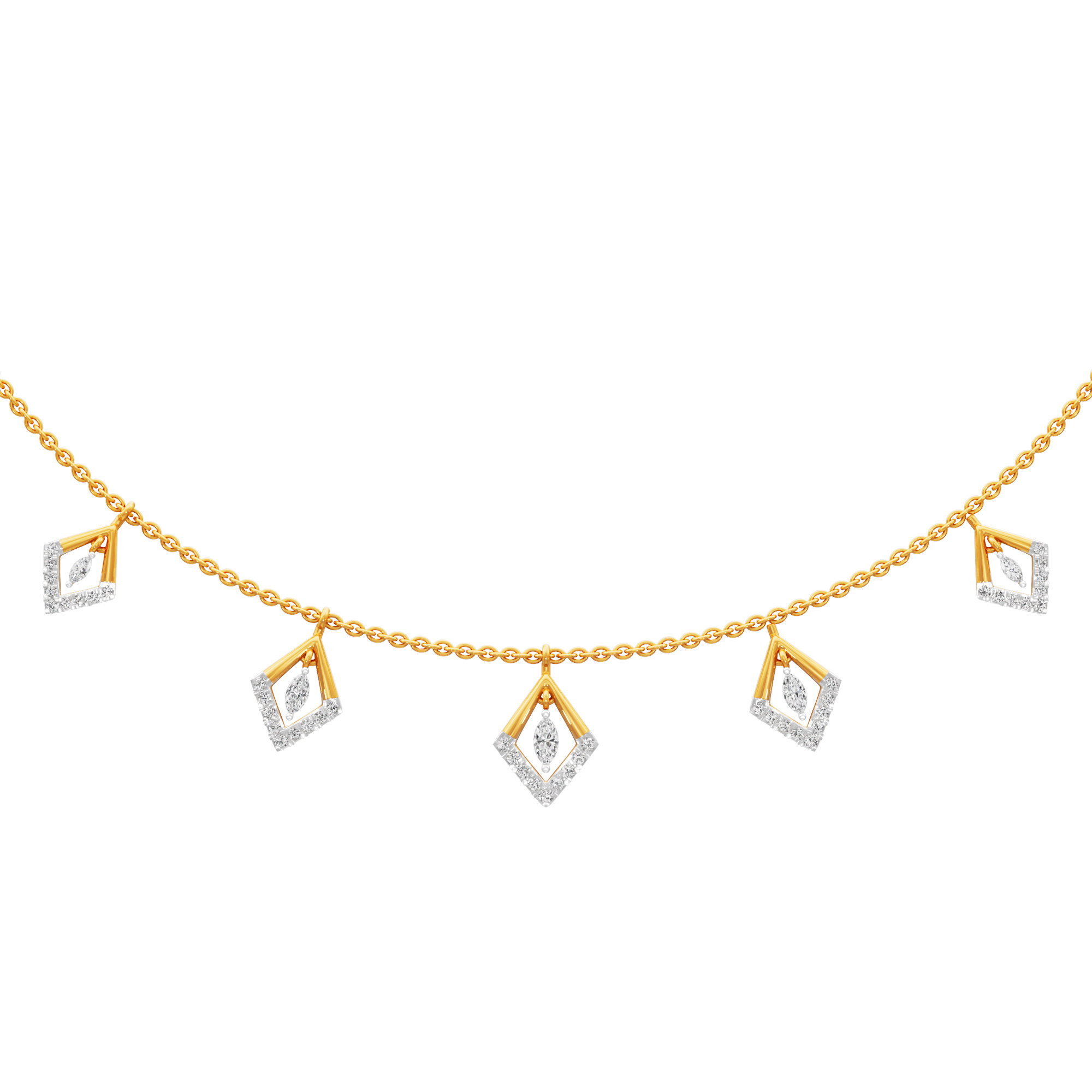Seven Stars Lariat Diamond Necklace in 14KT Yellow Gold (Diamond Quality:FG-VVS VS)