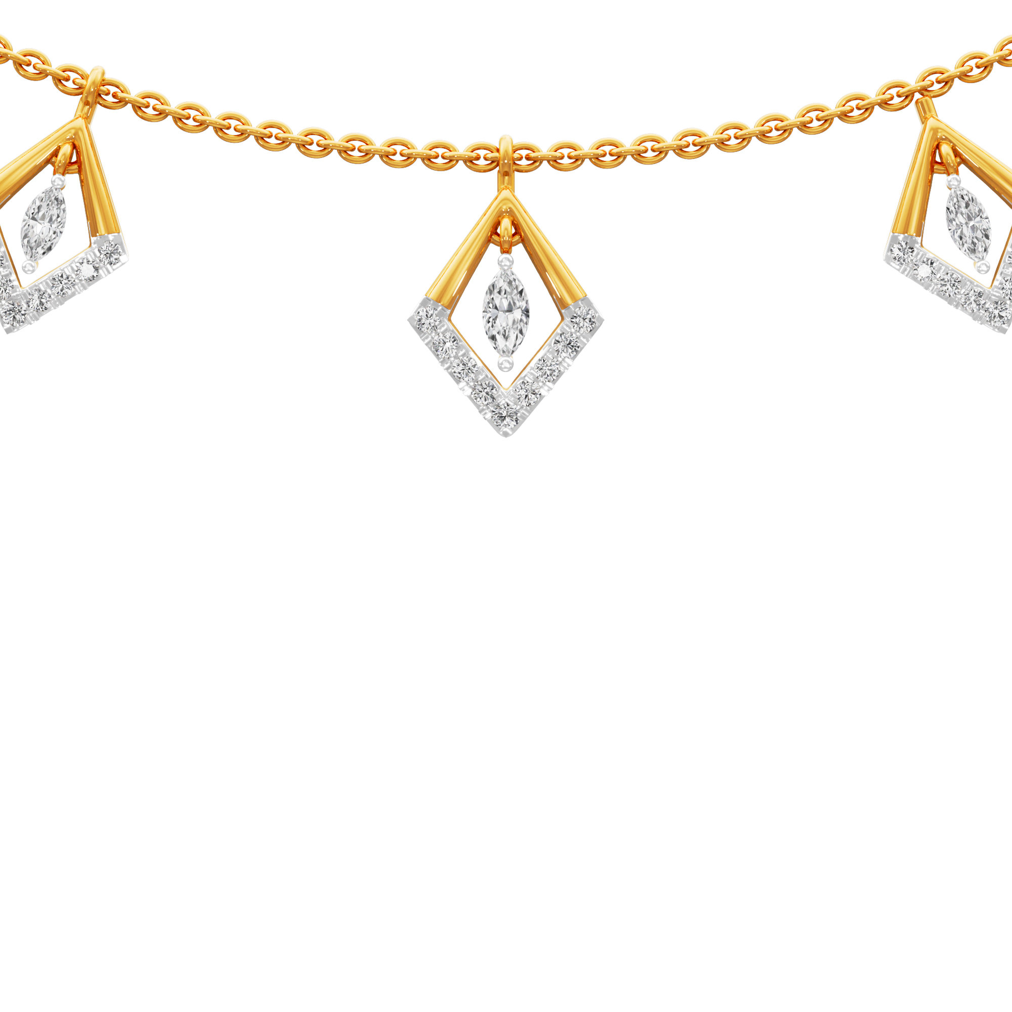 Seven Stars Lariat Diamond Necklace in 14KT Yellow Gold (Diamond Quality:FG-VVS VS)