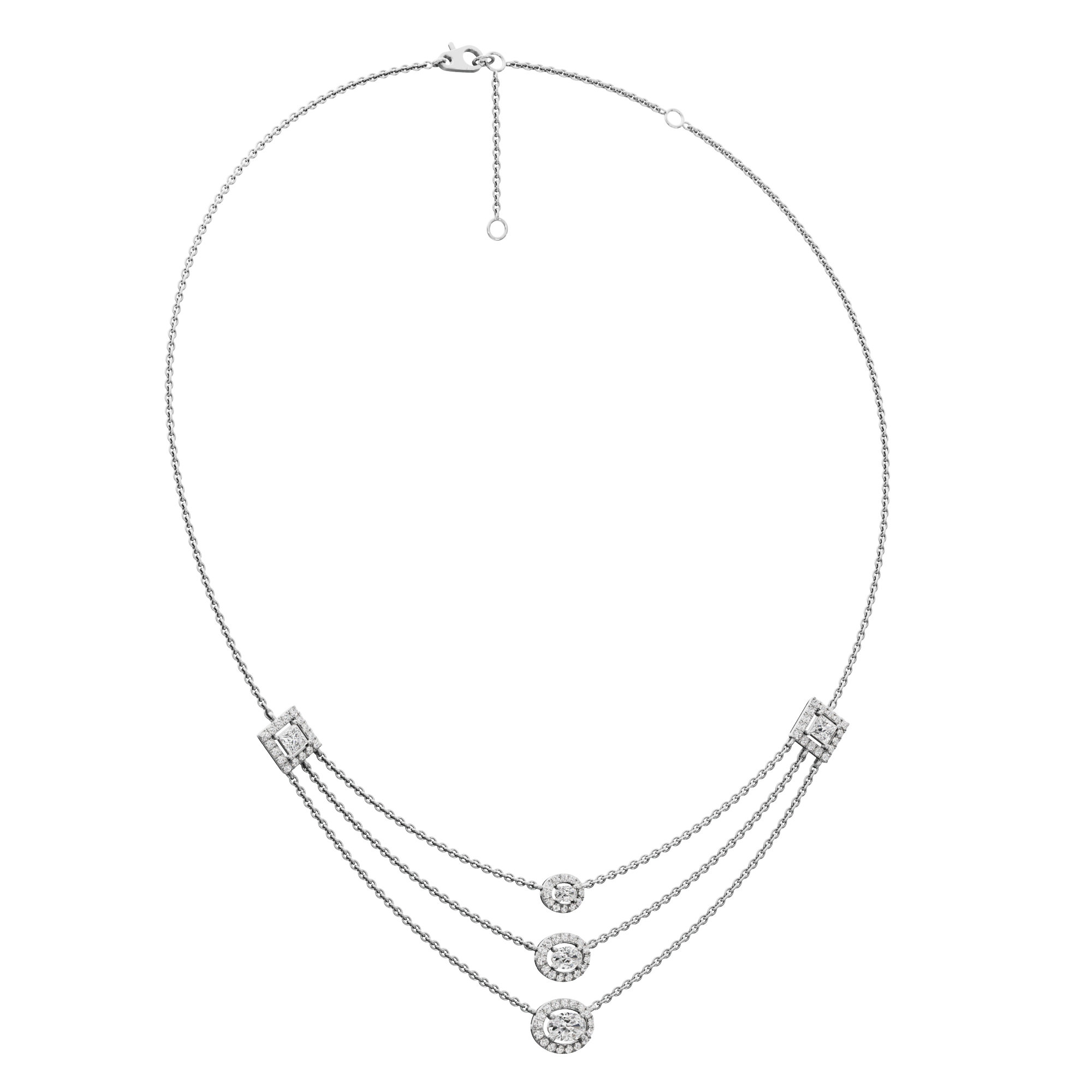 Luxe Liaison Triple Layered Diamond Necklace in 9KT White Gold (Diamond Quality:FG-VVS VS)