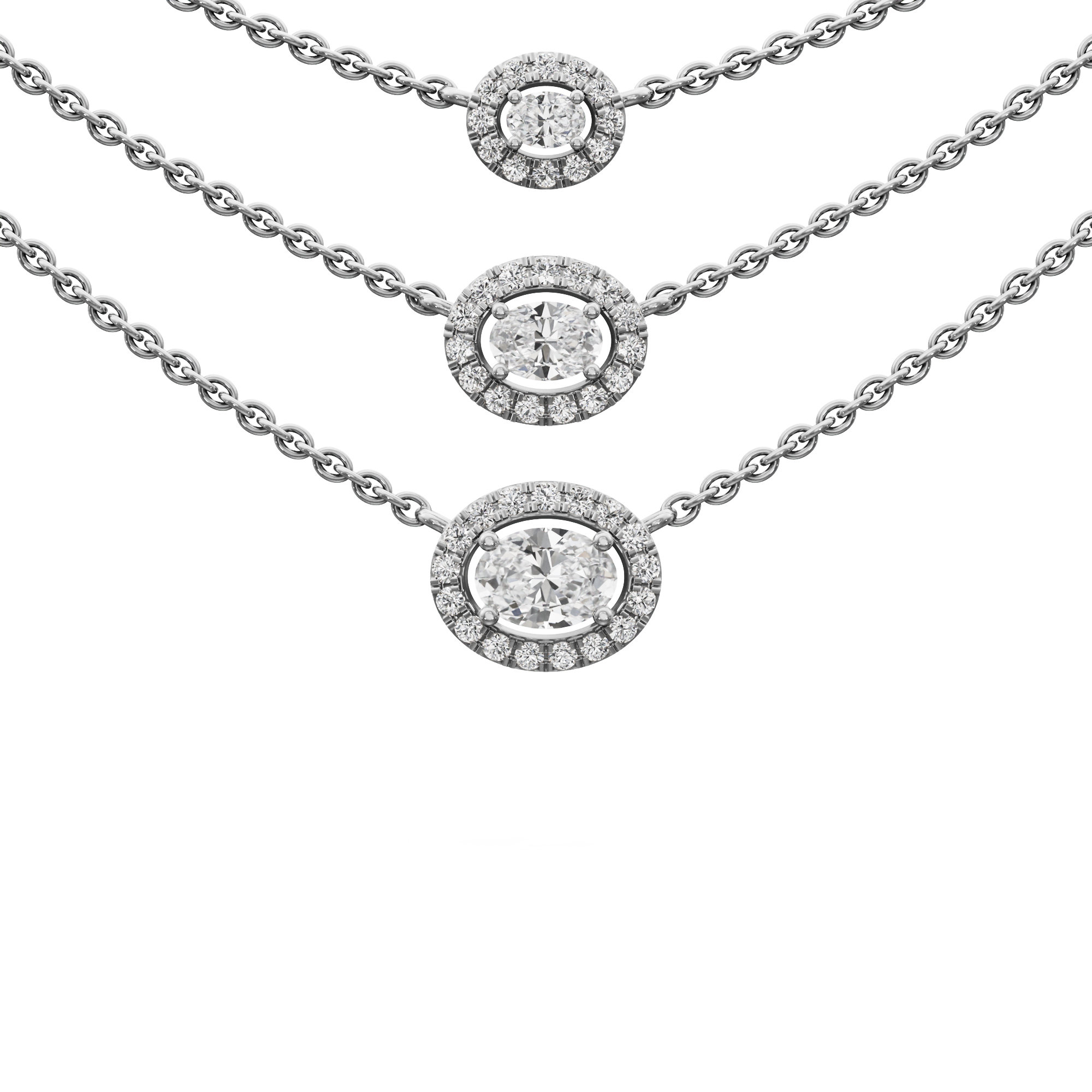 Luxe Liaison Triple Layered Diamond Necklace in 9KT White Gold (Diamond Quality:FG-VVS VS)