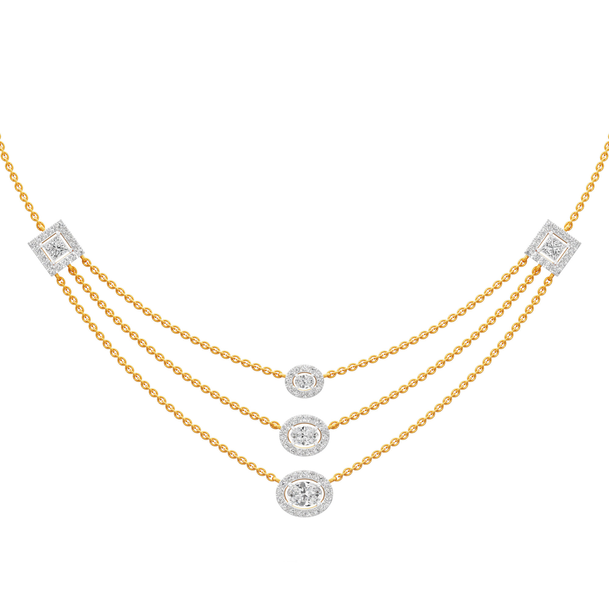 Luxe Liaison Triple Layered Diamond Necklace in 14KT Yellow Gold (Diamond Quality:FG-VVS VS)