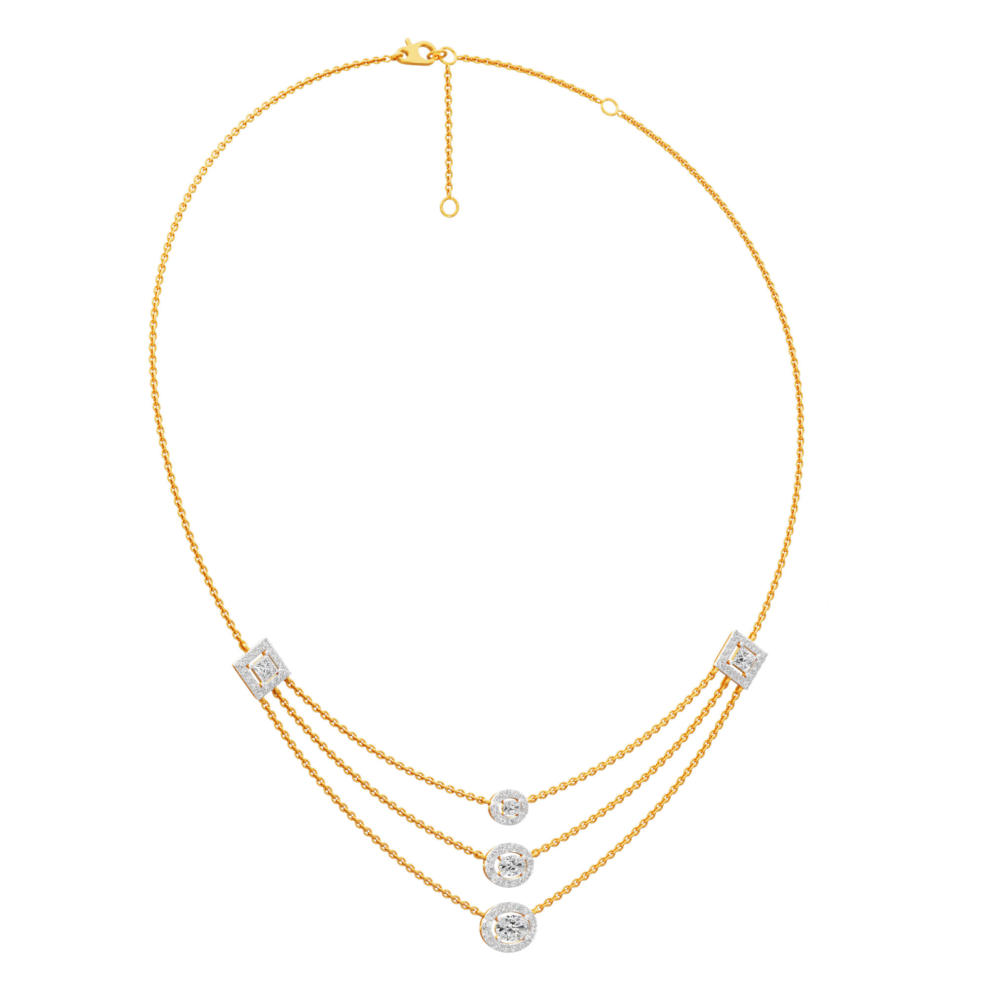 Luxe Liaison Triple Layered Diamond Necklace in 14KT Yellow Gold (Diamond Quality:FG-VVS VS)