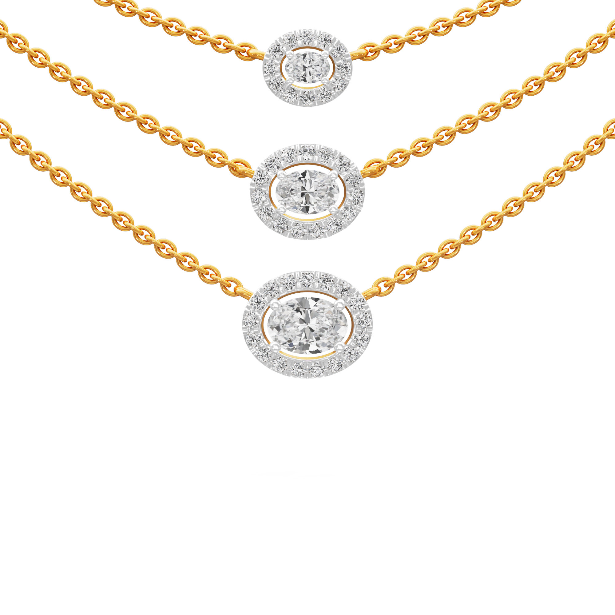 Luxe Liaison Triple Layered Diamond Necklace in 14KT Yellow Gold (Diamond Quality:FG-VVS VS)