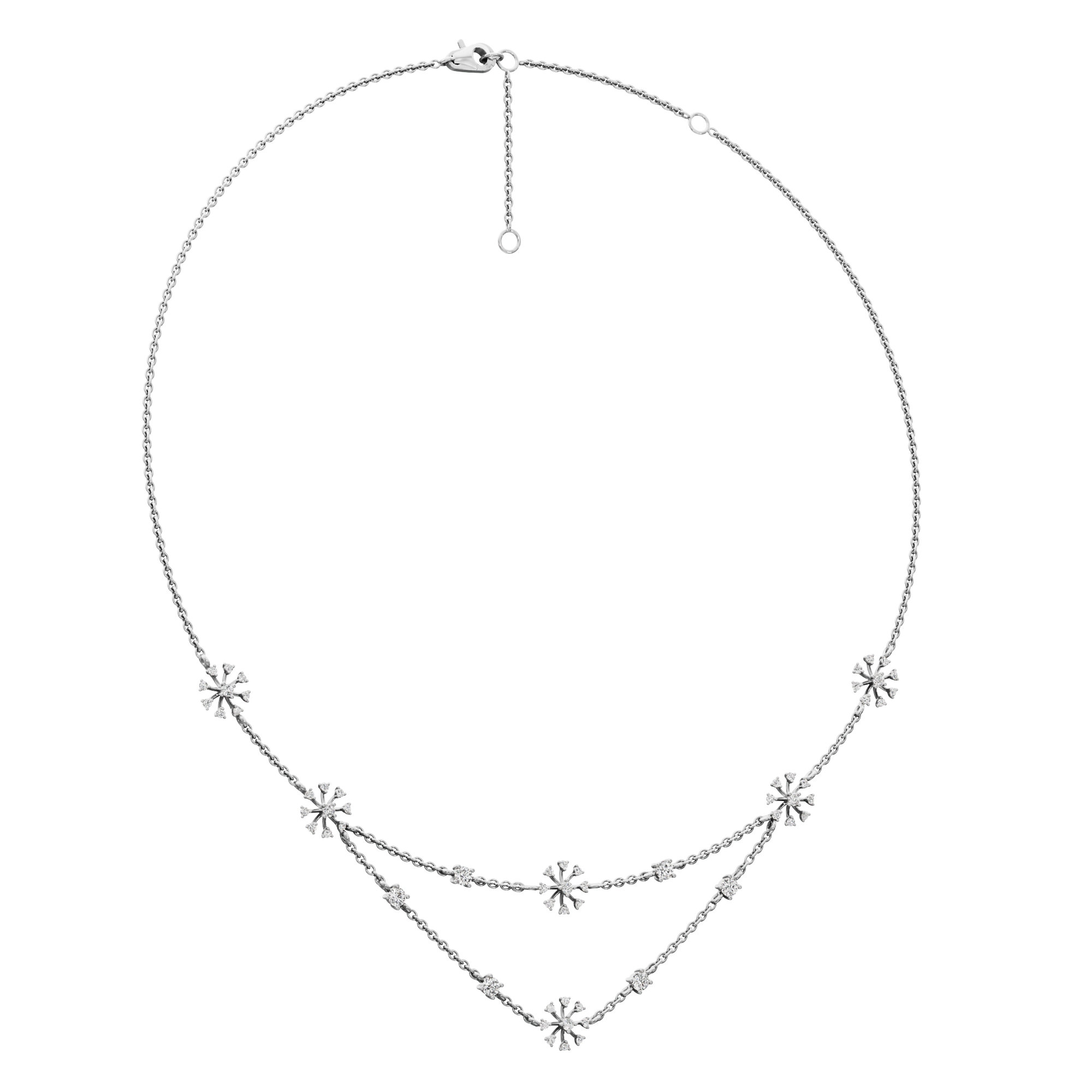 Starlit Bloom Layered Diamond Necklace in 18KT White Gold (Diamond Quality:FG-VVS VS)