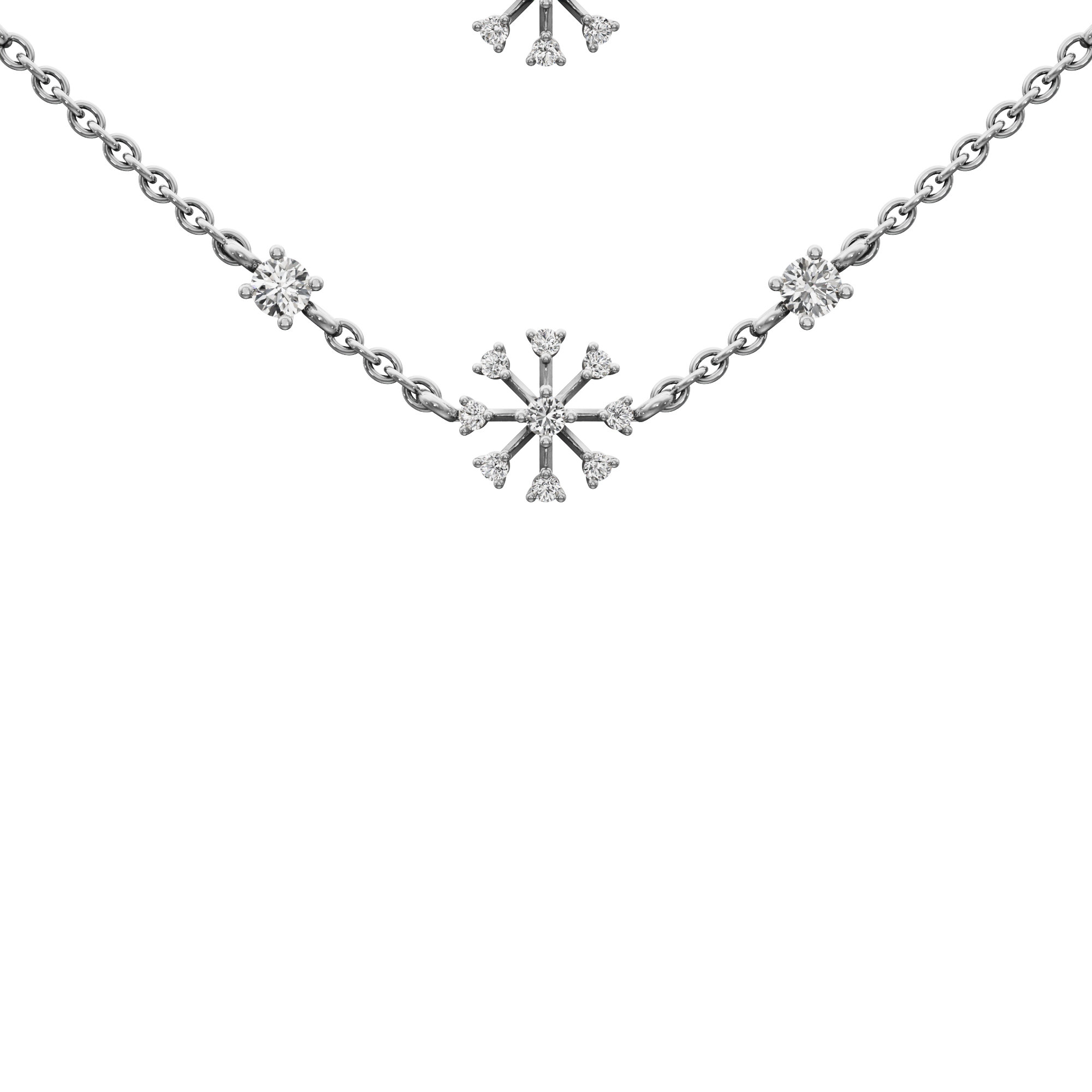 Starlit Bloom Layered Diamond Necklace in 18KT White Gold (Diamond Quality:FG-VVS VS)