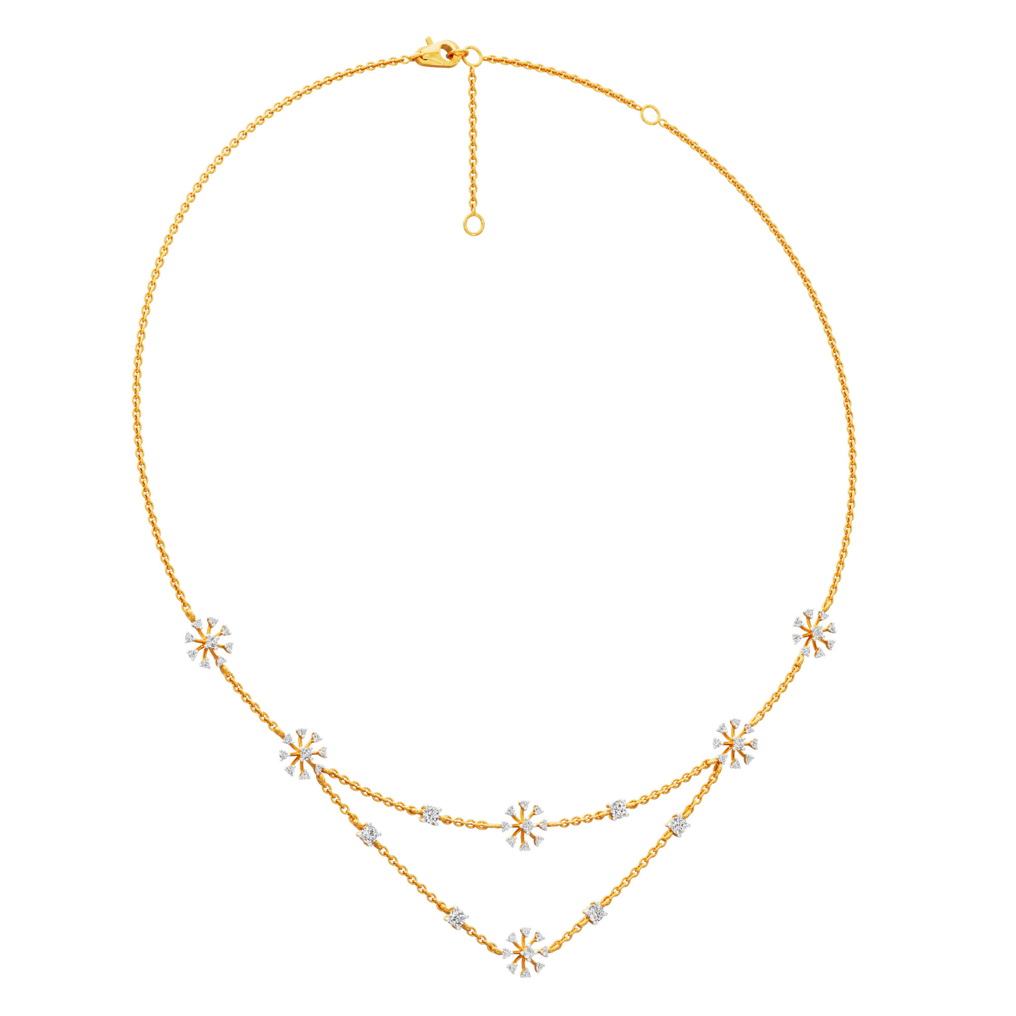 Starlit Bloom Layered Diamond Necklace in 9KT Yellow Gold (Diamond Quality:FG-VVS VS)