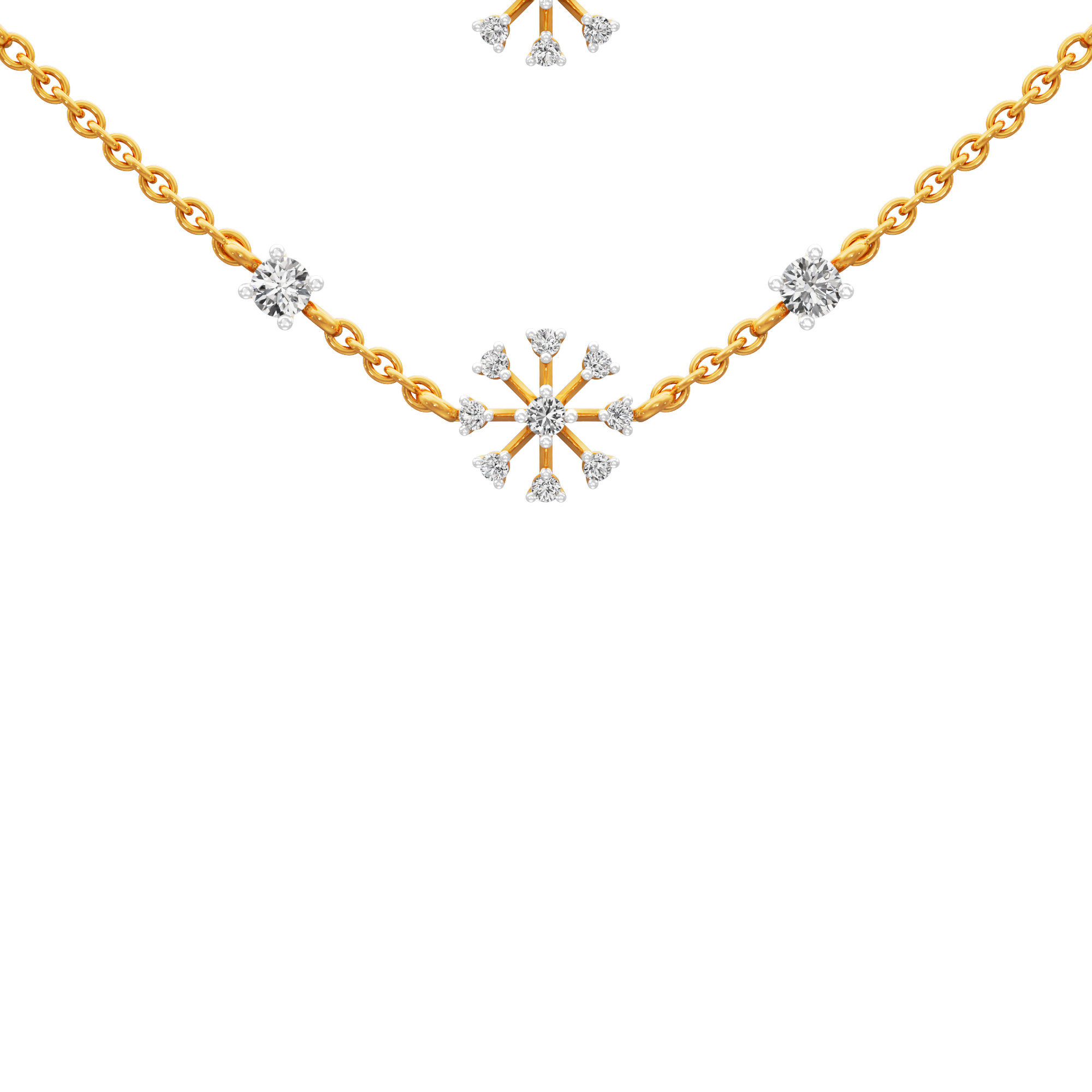 Starlit Bloom Layered Diamond Necklace in 9KT Yellow Gold (Diamond Quality:FG-VVS VS)