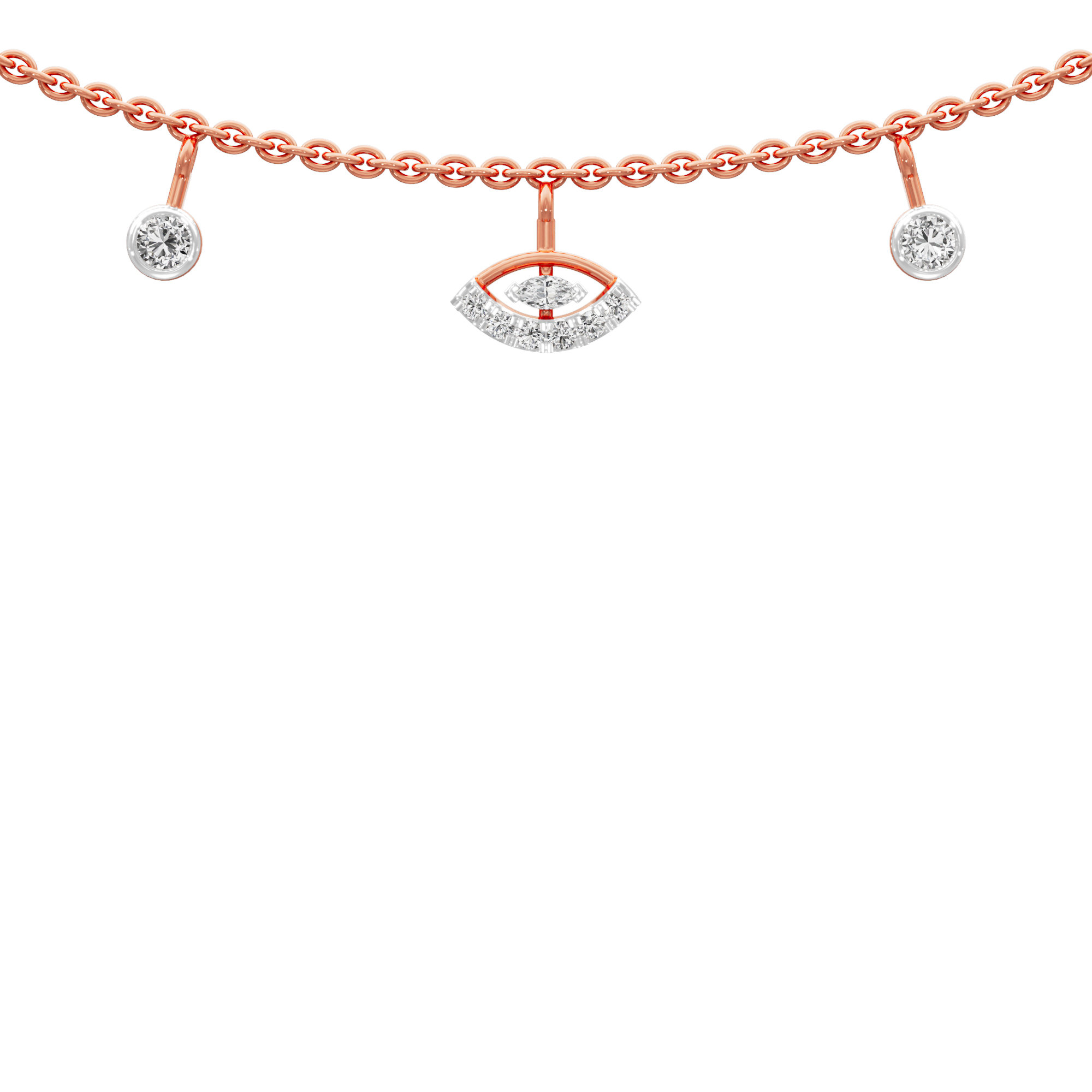 Petal Marquise Lariat Diamond Necklace in 14KT Rose Gold (Diamond Quality:FG-VVS VS)