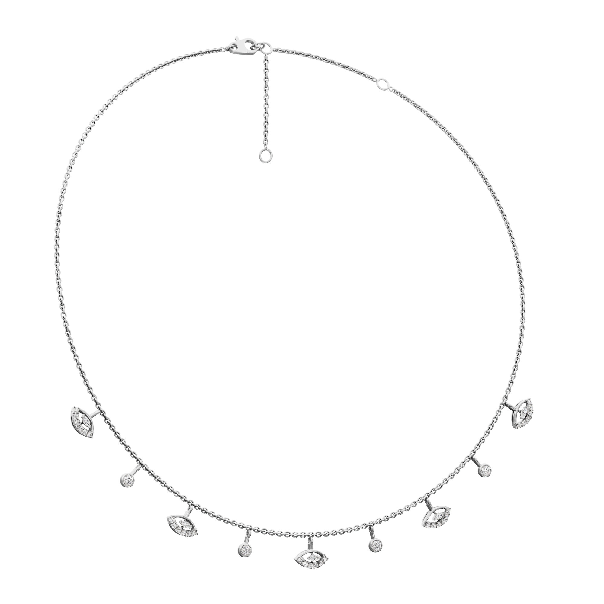 Petal Marquise Lariat Diamond Necklace in 14KT White Gold (Diamond Quality:FG-VVS VS)