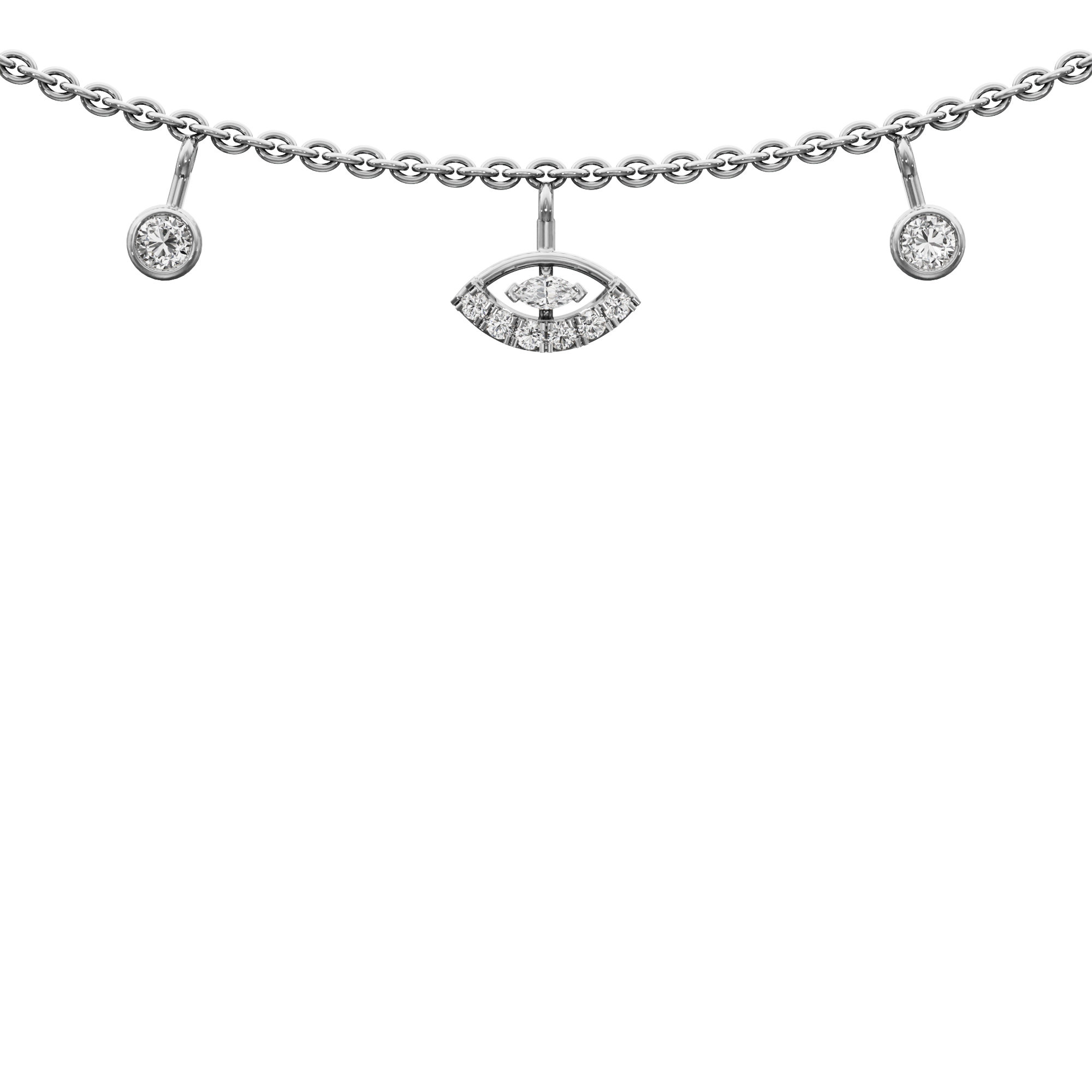 Petal Marquise Lariat Diamond Necklace in 14KT White Gold (Diamond Quality:FG-VVS VS)