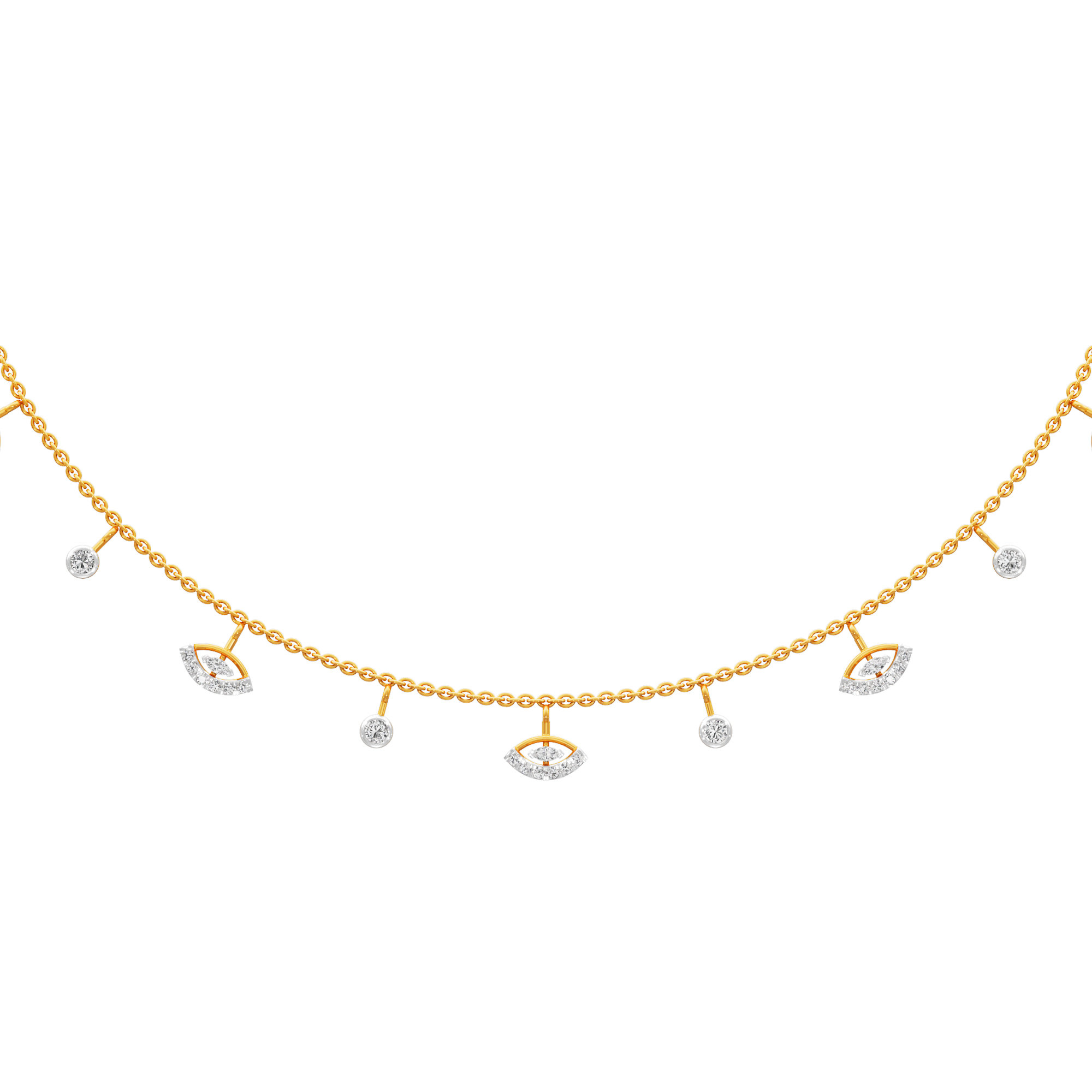 Petal Marquise Lariat Diamond Necklace in 14KT Yellow Gold (Diamond Quality:FG-VVS VS)