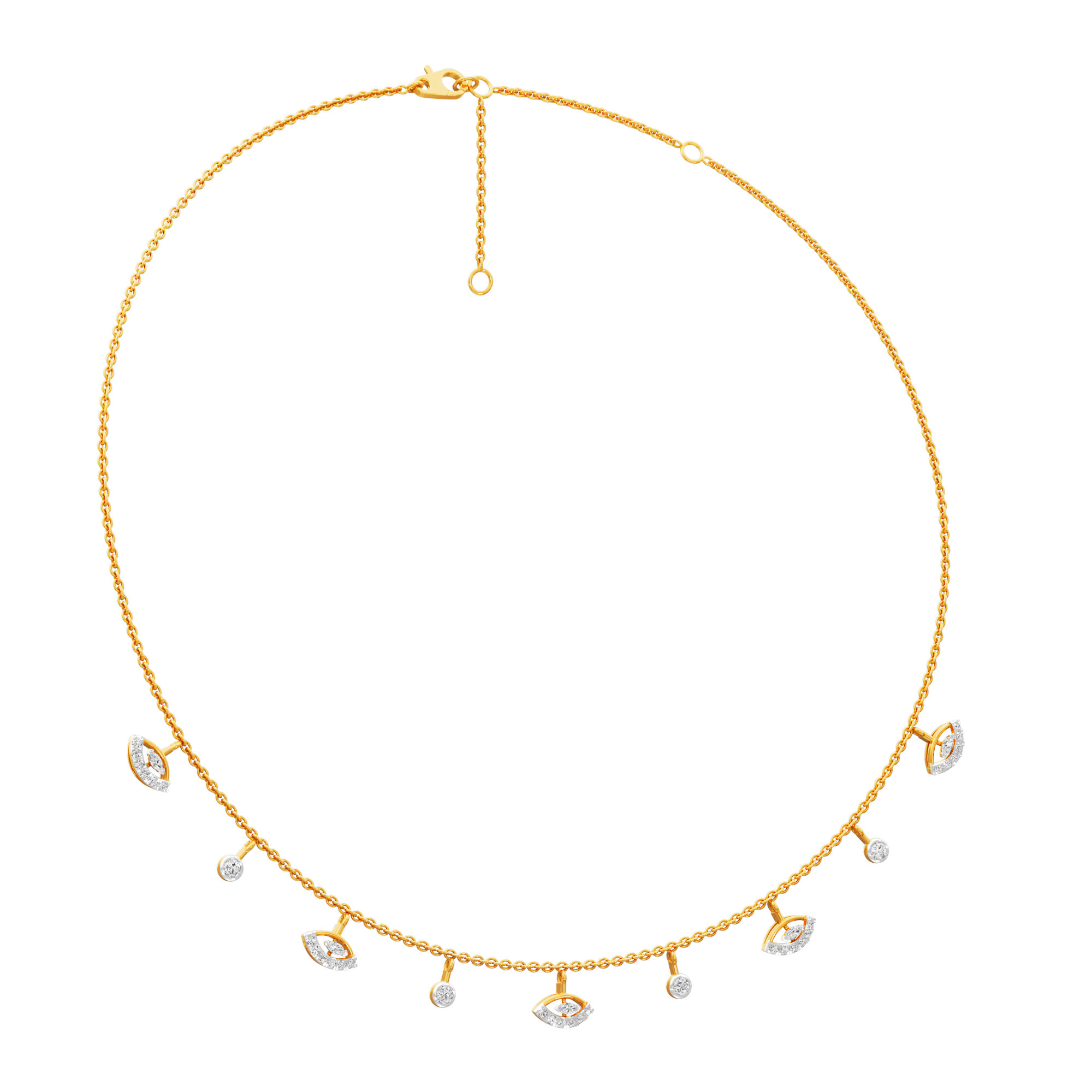 Petal Marquise Lariat Diamond Necklace in 14KT Yellow Gold (Diamond Quality:FG-VVS VS)