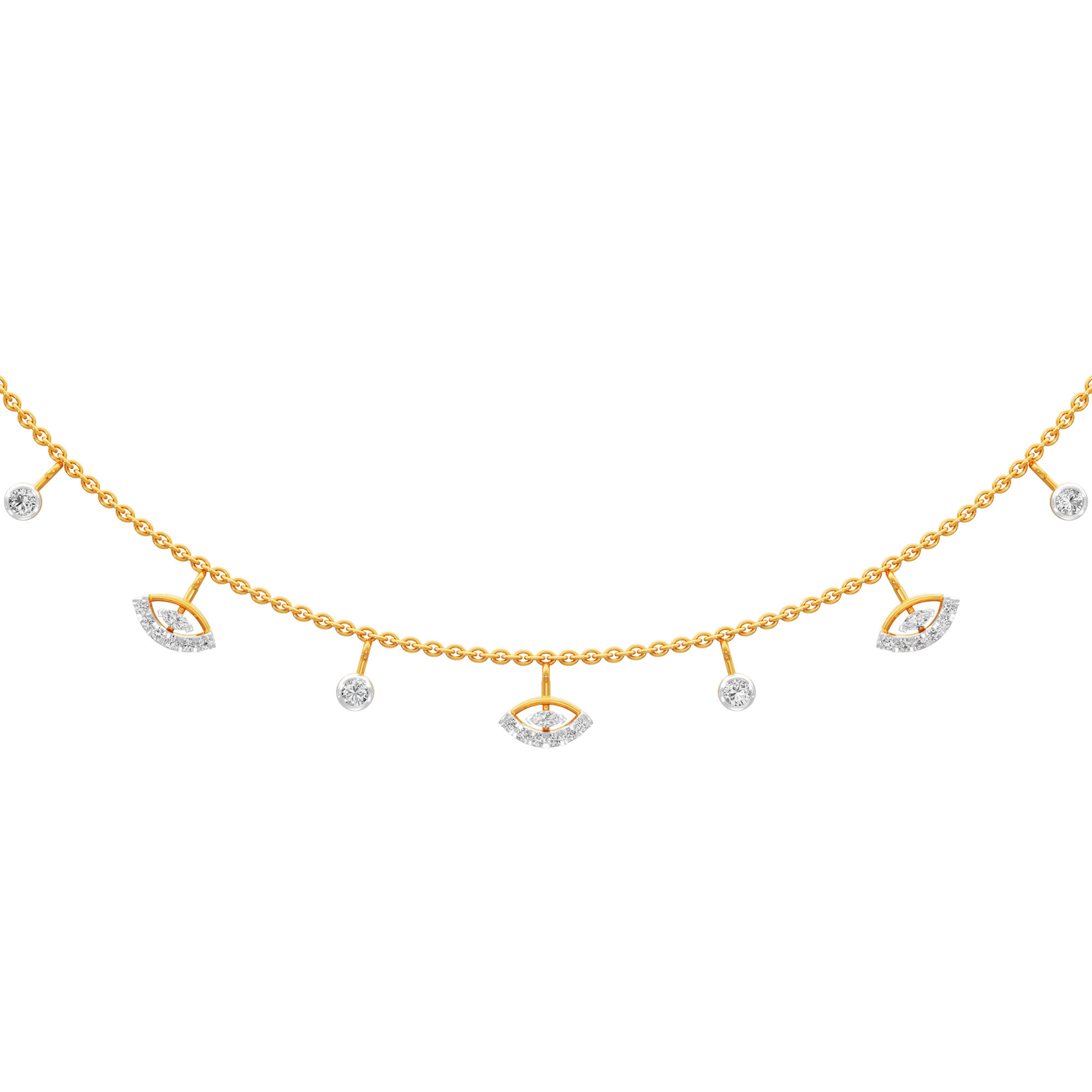 Petal Marquise Lariat Diamond Necklace in 14KT Yellow Gold (Diamond Quality:FG-VVS VS)