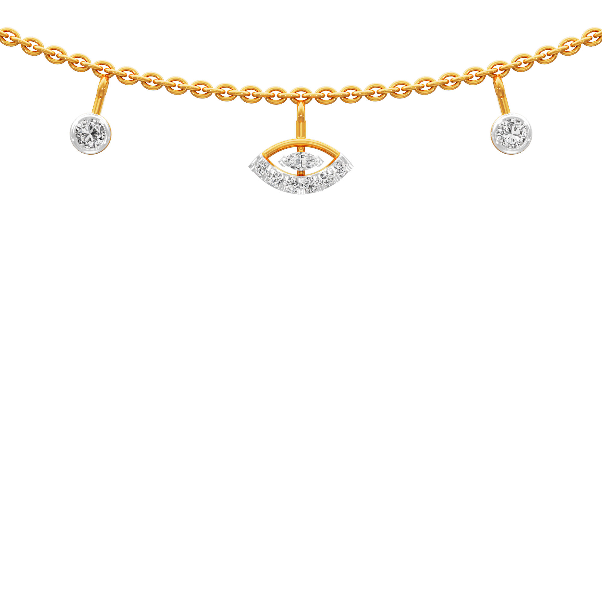 Petal Marquise Lariat Diamond Necklace in 14KT Yellow Gold (Diamond Quality:FG-VVS VS)