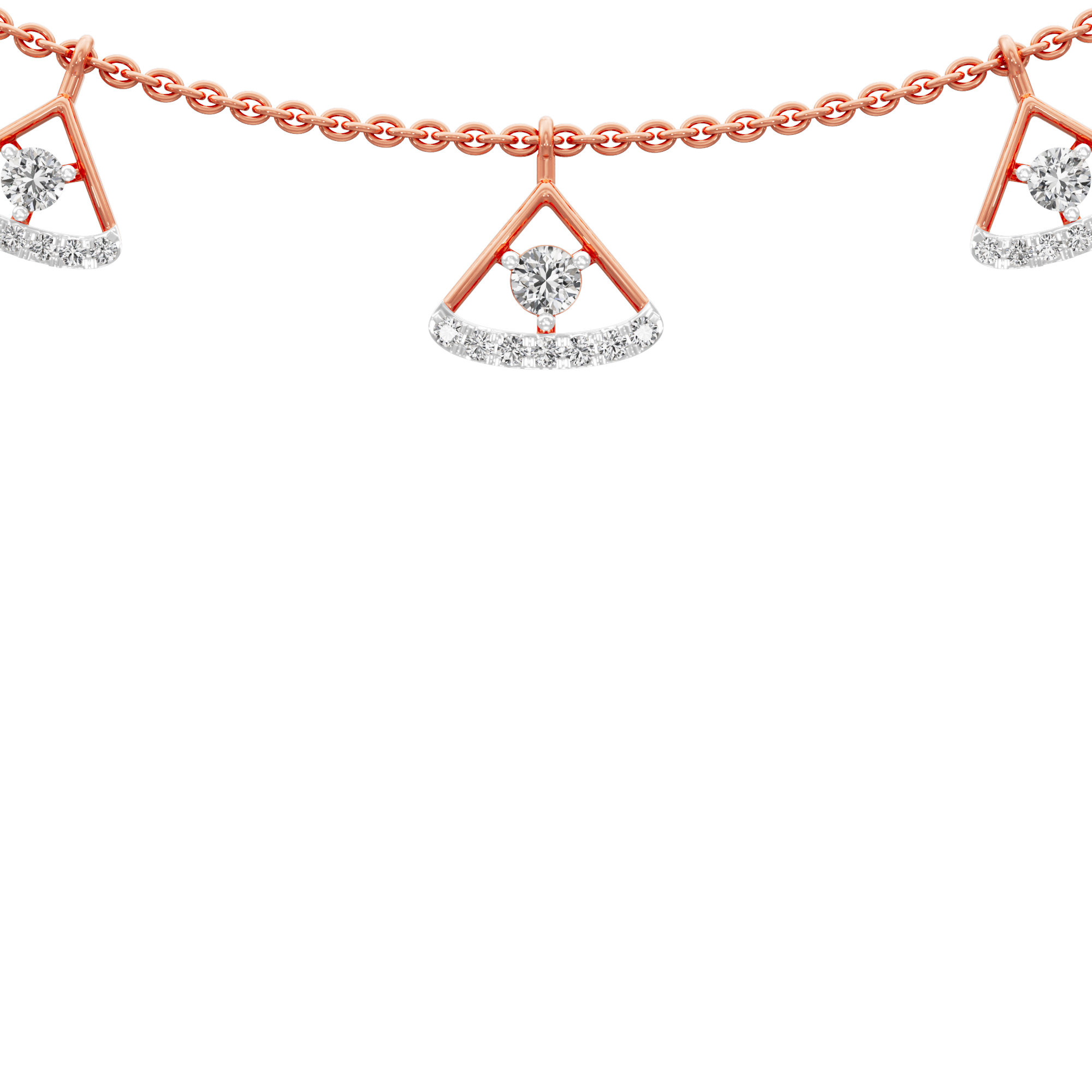 Golden Arc Lariat Diamond Necklace in 14KT Rose Gold (Diamond Quality:FG-VVS VS)