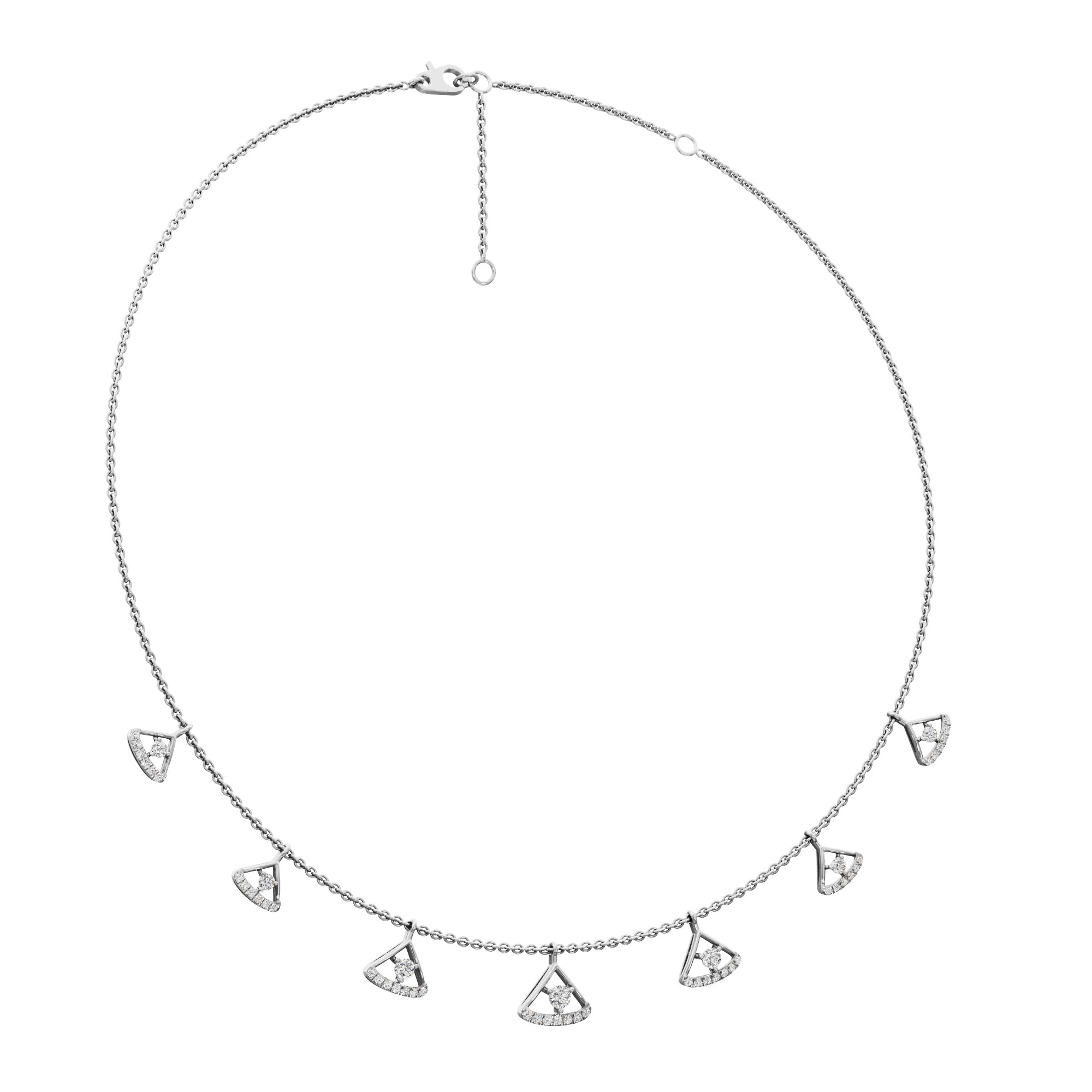 Golden Arc Lariat Diamond Necklace in 9KT White Gold (Diamond Quality:FG-VVS VS)