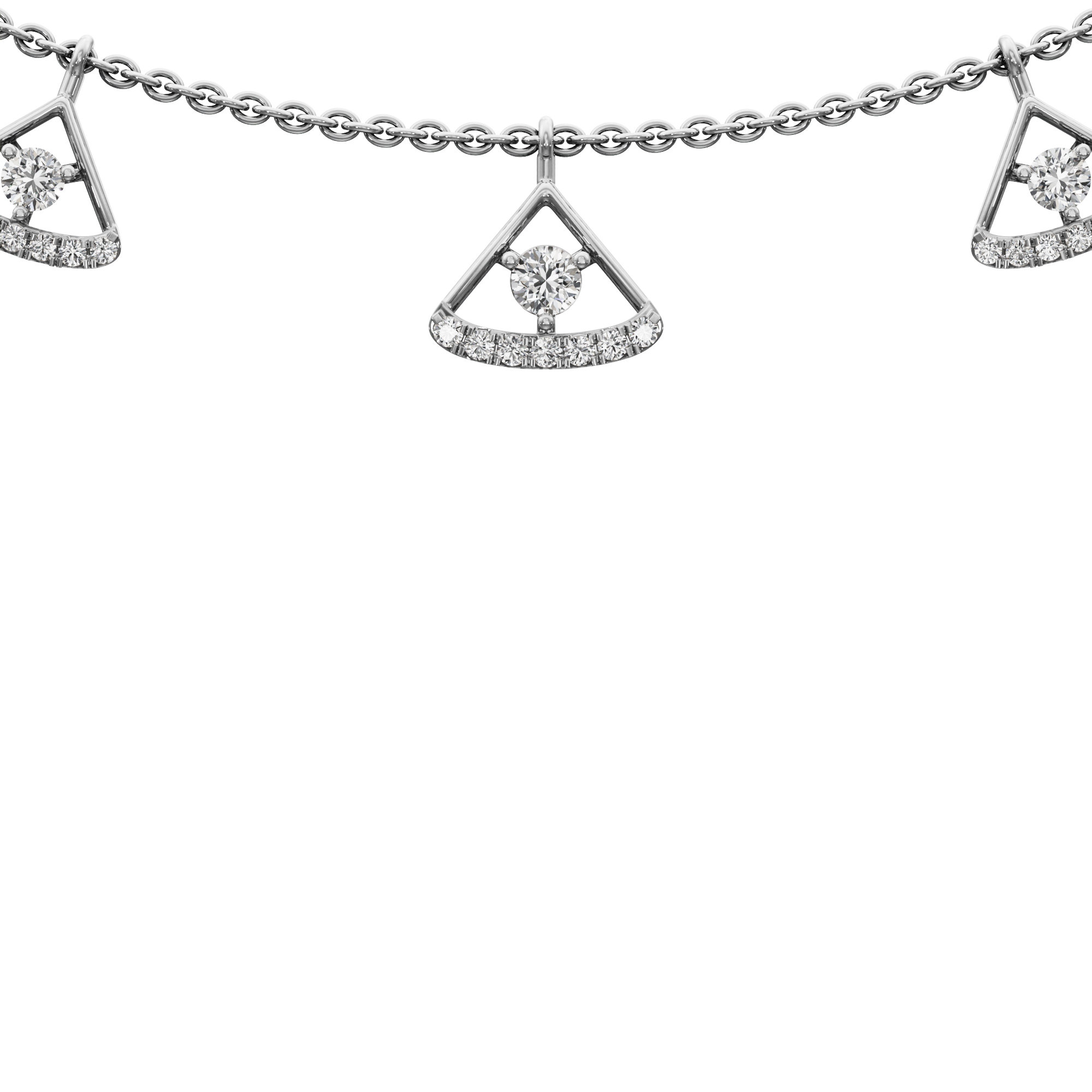 Golden Arc Lariat Diamond Necklace in 9KT White Gold (Diamond Quality:FG-VVS VS)