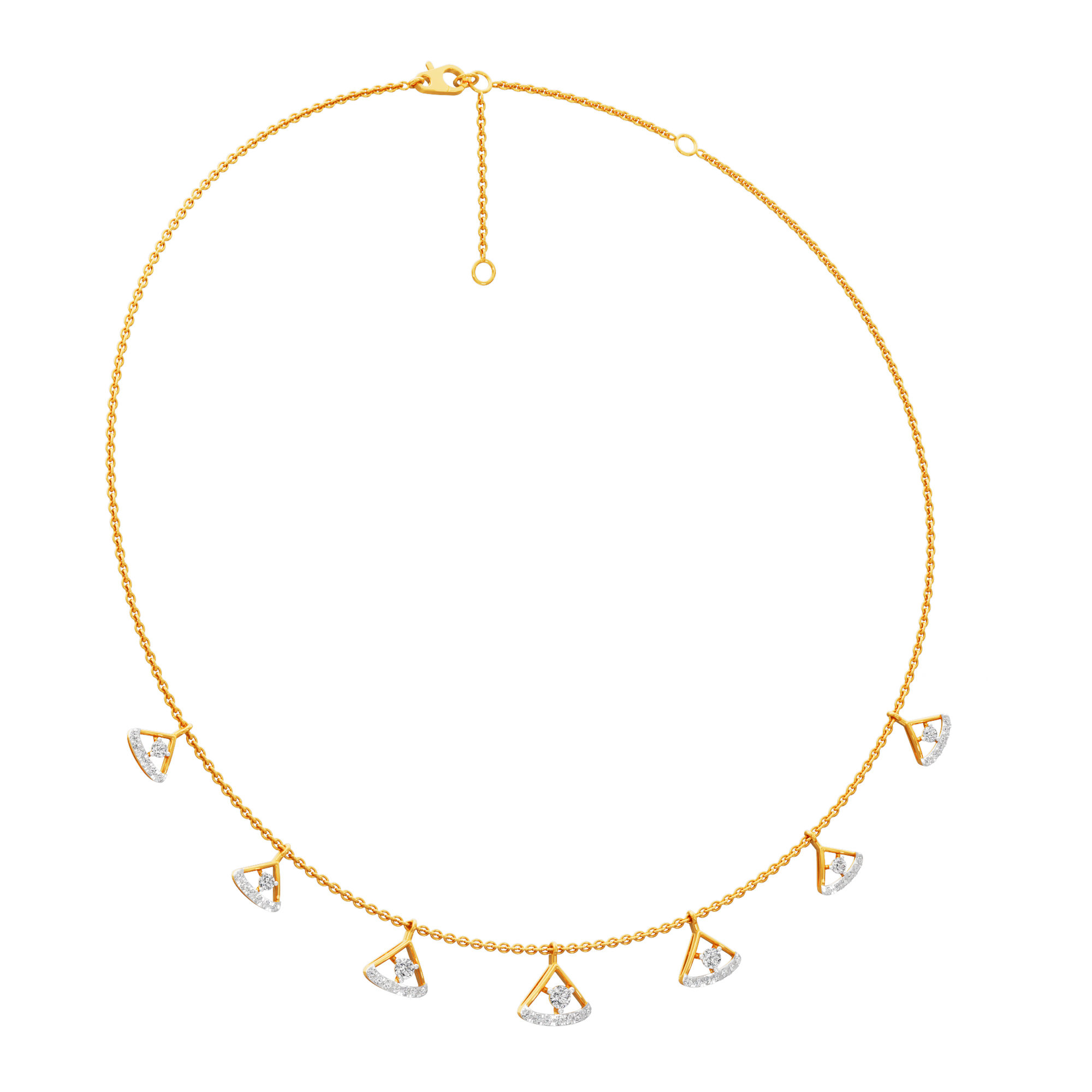 Golden Arc Lariat Diamond Necklace in 14KT Yellow Gold (Diamond Quality:FG-VVS VS)