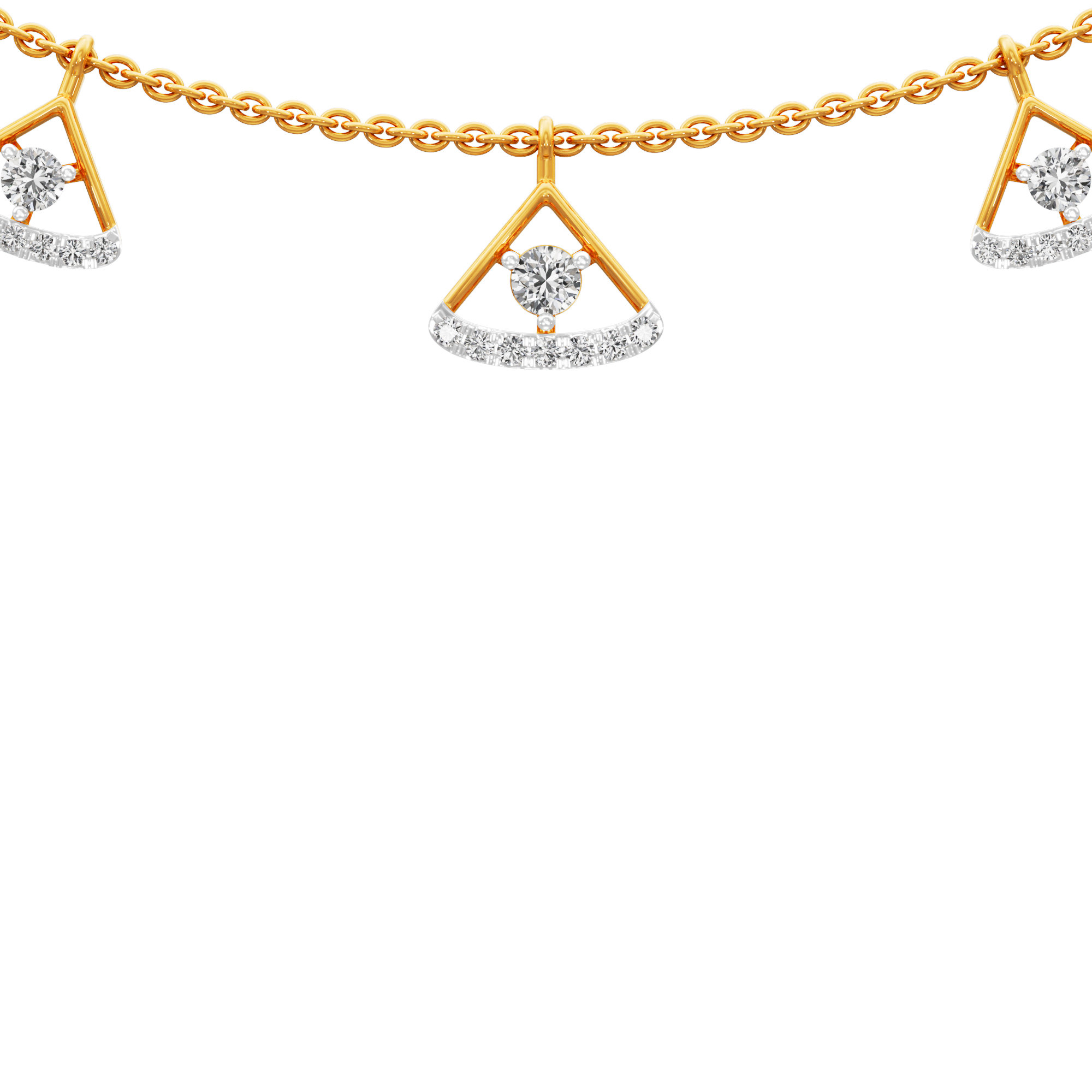 Golden Arc Lariat Diamond Necklace in 14KT Yellow Gold (Diamond Quality:FG-VVS VS)