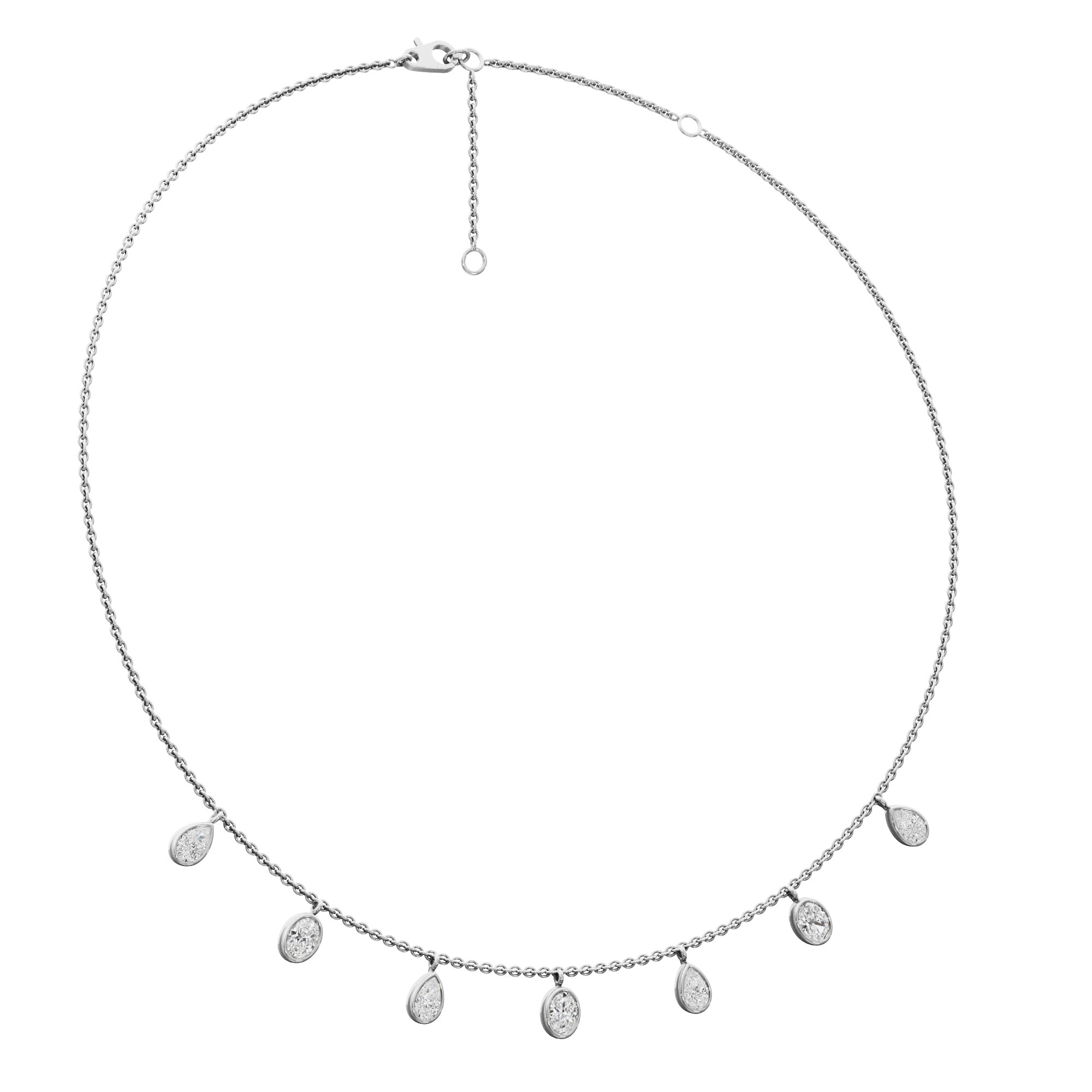 Oval Pear Bond Diamond Necklace in 14KT White Gold (Diamond Quality:FG-VVS VS)