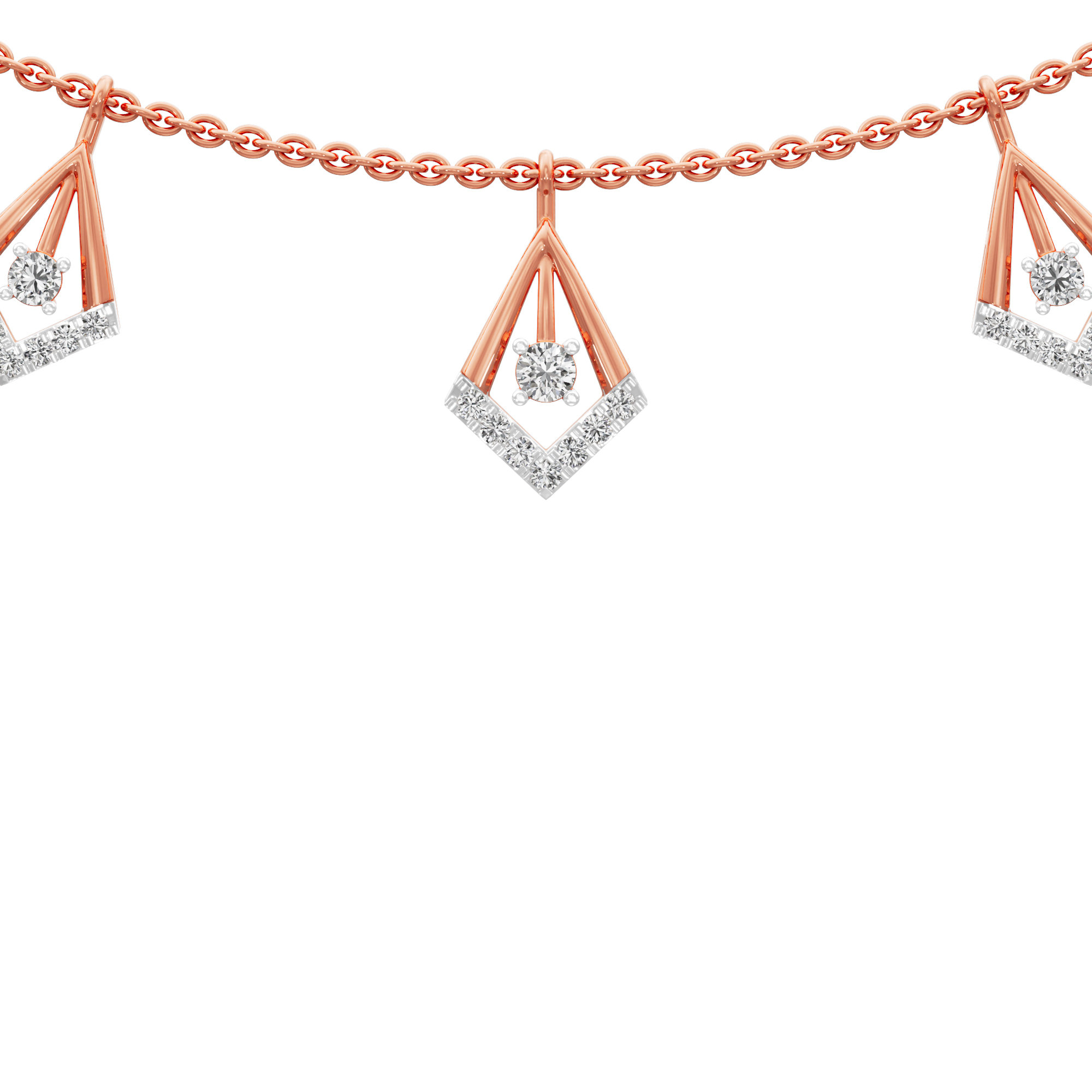 Dazzling Kite Lariat Diamond Necklace in 14KT Rose Gold (Diamond Quality:FG-VVS VS)