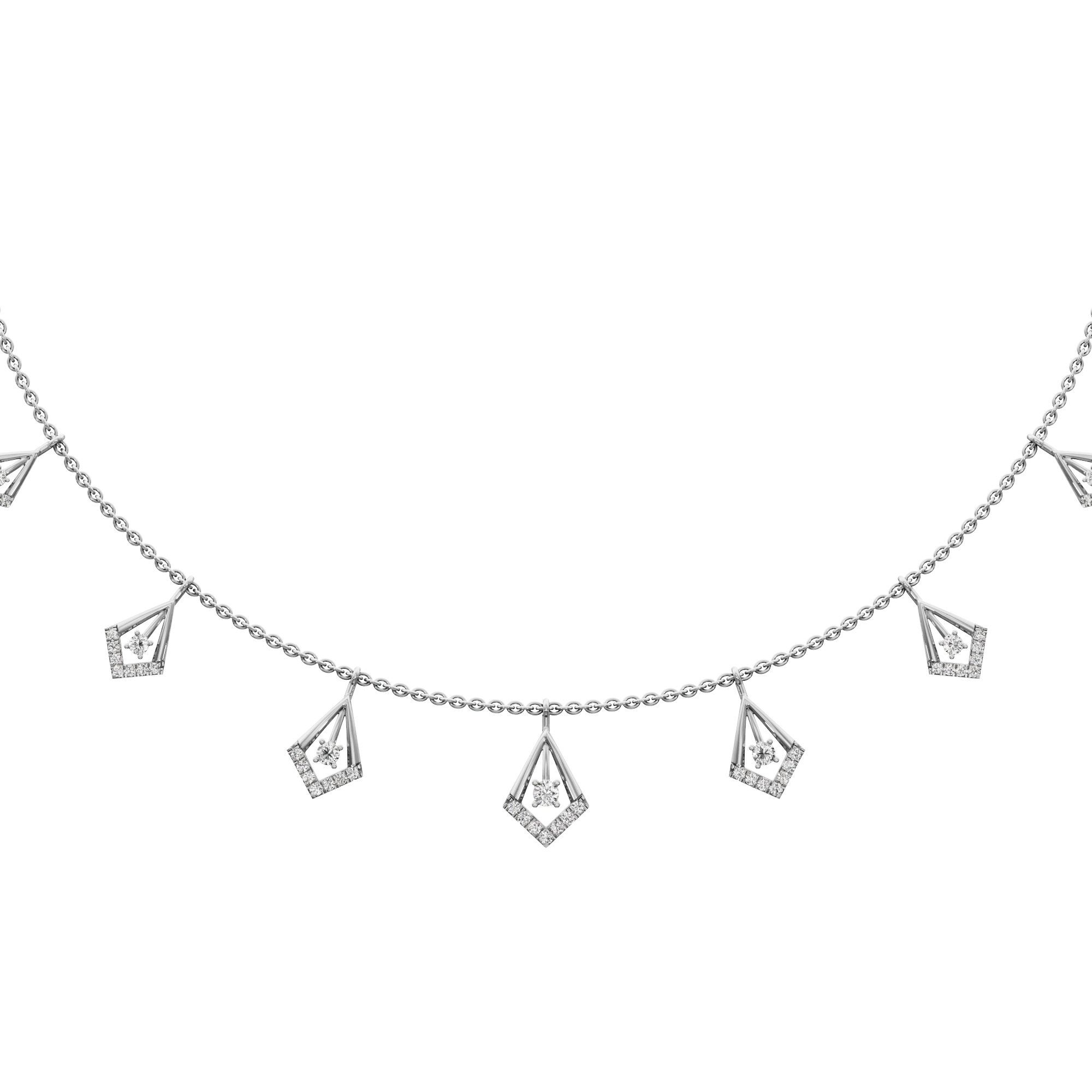 Dazzling Kite Lariat Diamond Necklace in 14KT White Gold (Diamond Quality:FG-VVS VS)