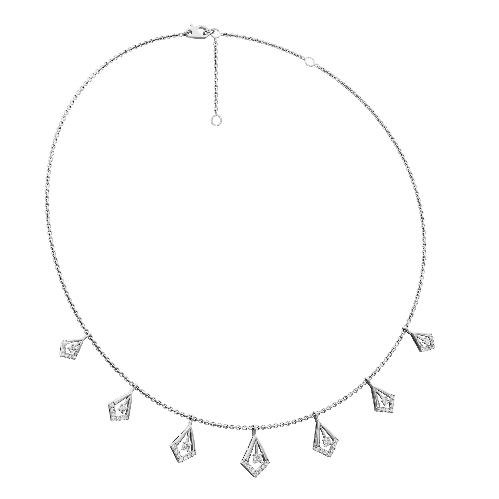 Dazzling Kite Lariat Diamond Necklace in 14KT White Gold (Diamond Quality:FG-VVS VS)