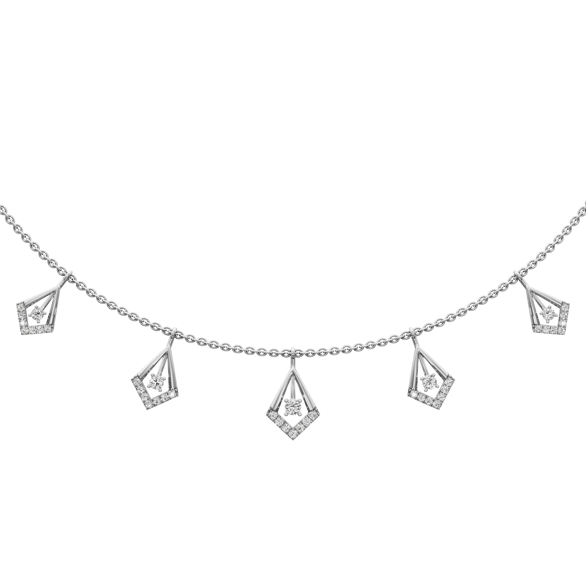 Dazzling Kite Lariat Diamond Necklace in 14KT White Gold (Diamond Quality:FG-VVS VS)