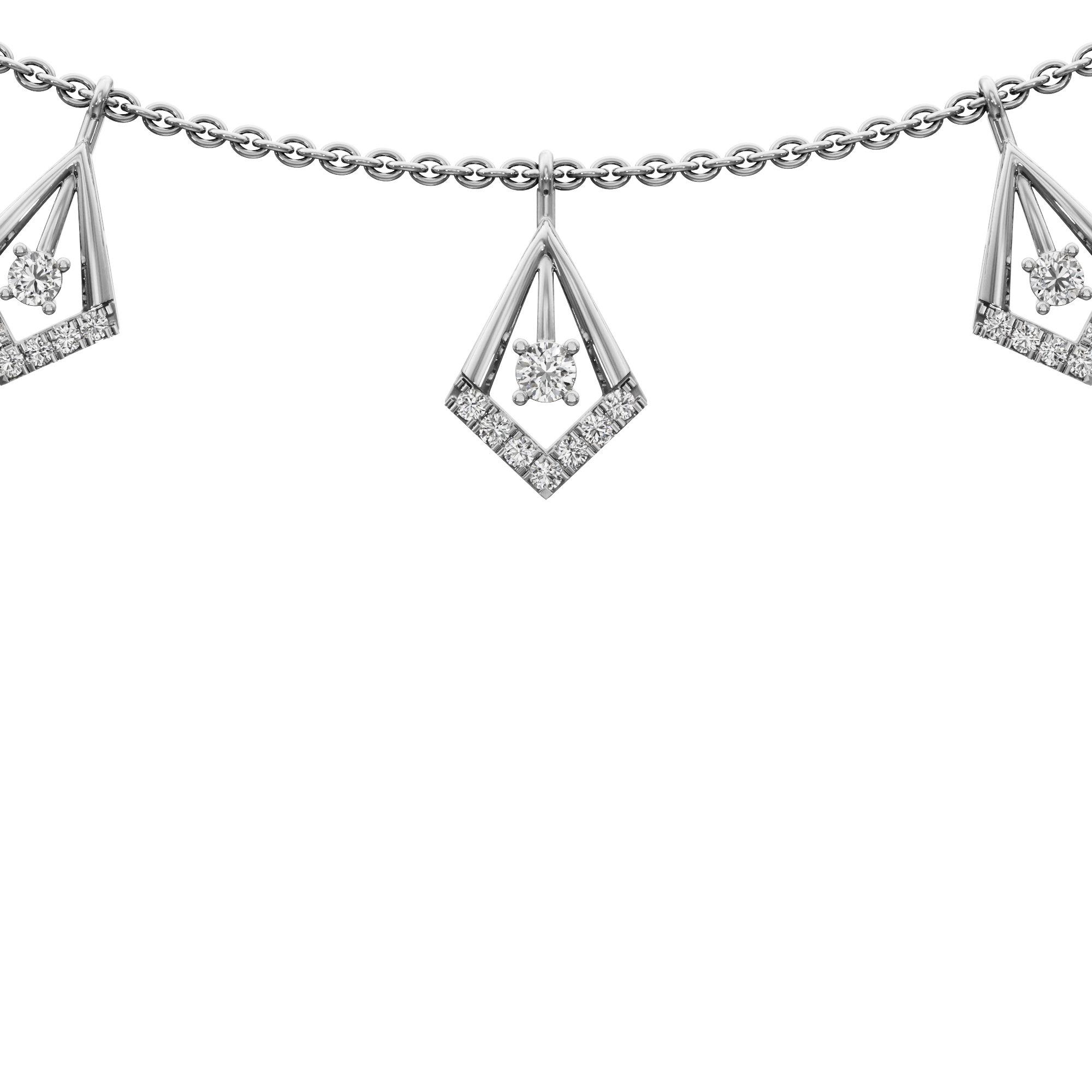 Dazzling Kite Lariat Diamond Necklace in 14KT White Gold (Diamond Quality:FG-VVS VS)