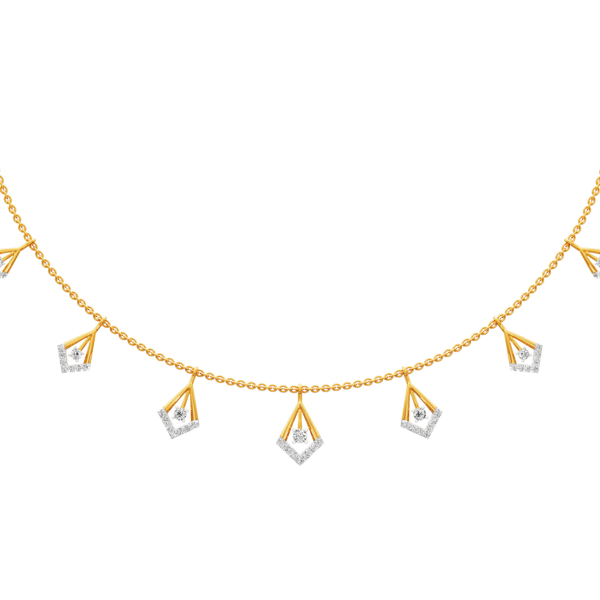 Dazzling Kite Lariat Diamond Necklace in 9KT Yellow Gold (Diamond Quality:FG-VVS VS)