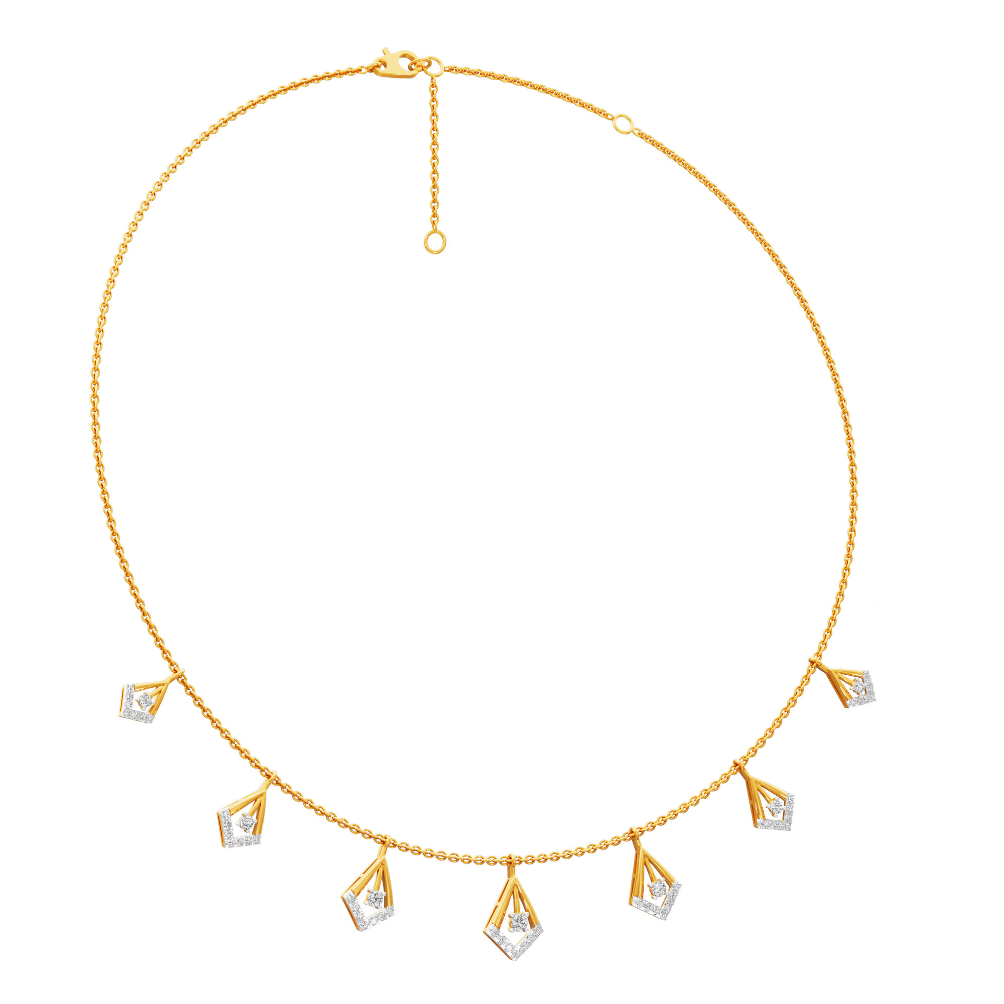 Dazzling Kite Lariat Diamond Necklace in 9KT Yellow Gold (Diamond Quality:FG-VVS VS)