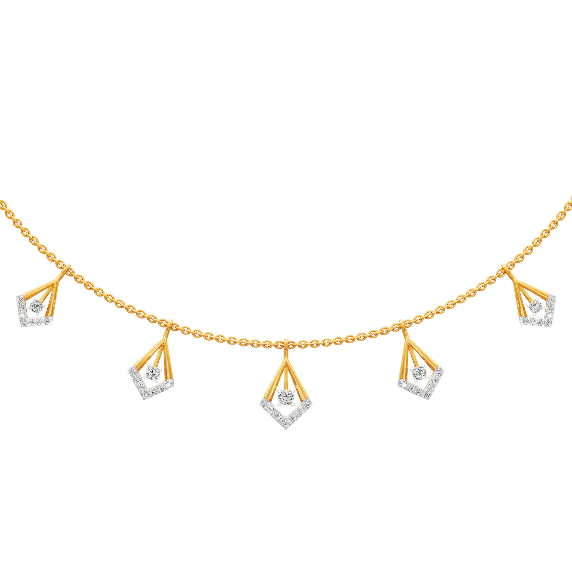Dazzling Kite Lariat Diamond Necklace in 9KT Yellow Gold (Diamond Quality:FG-VVS VS)