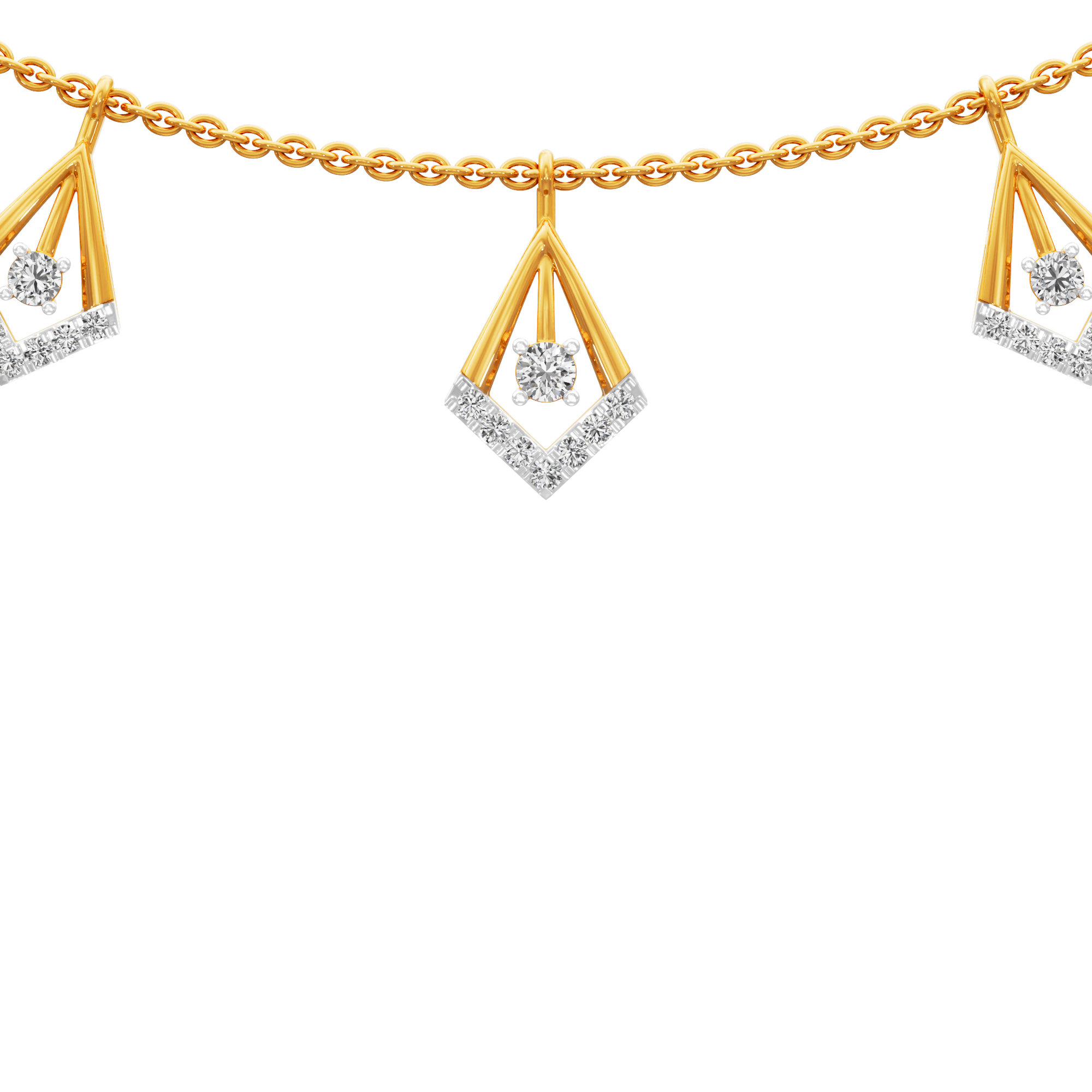 Dazzling Kite Lariat Diamond Necklace in 9KT Yellow Gold (Diamond Quality:FG-VVS VS)