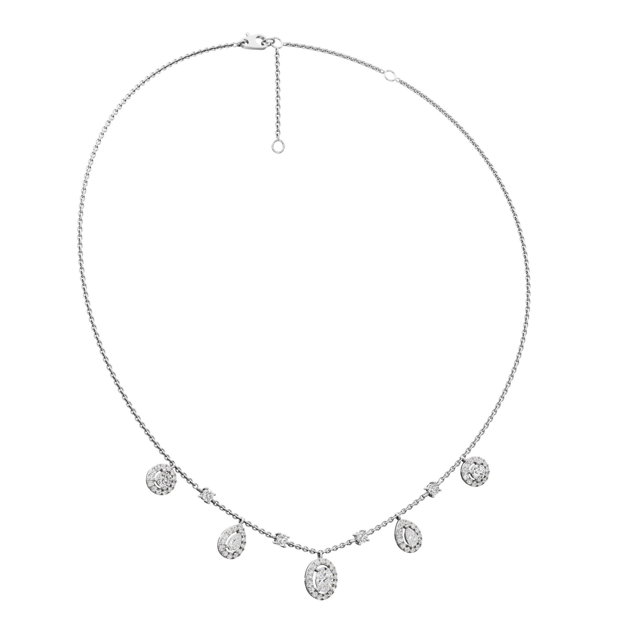 Luminary Oval Charm Diamond Necklace in 14KT White Gold (Diamond Quality:FG-VVS VS)