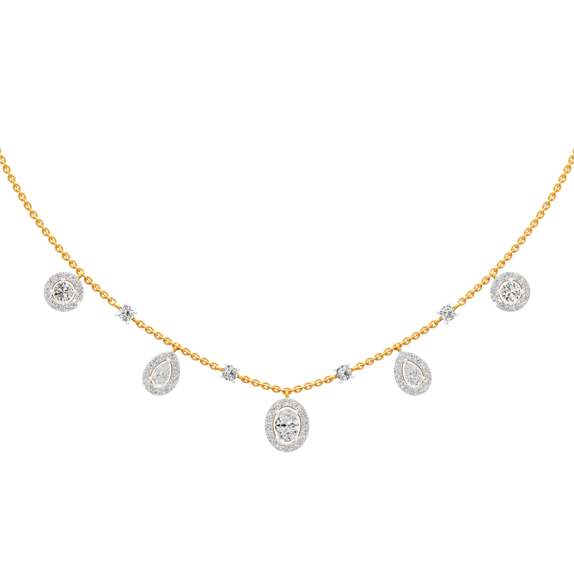 Luminary Oval Charm Diamond Necklace in 14KT Yellow Gold (Diamond Quality:FG-VVS VS)