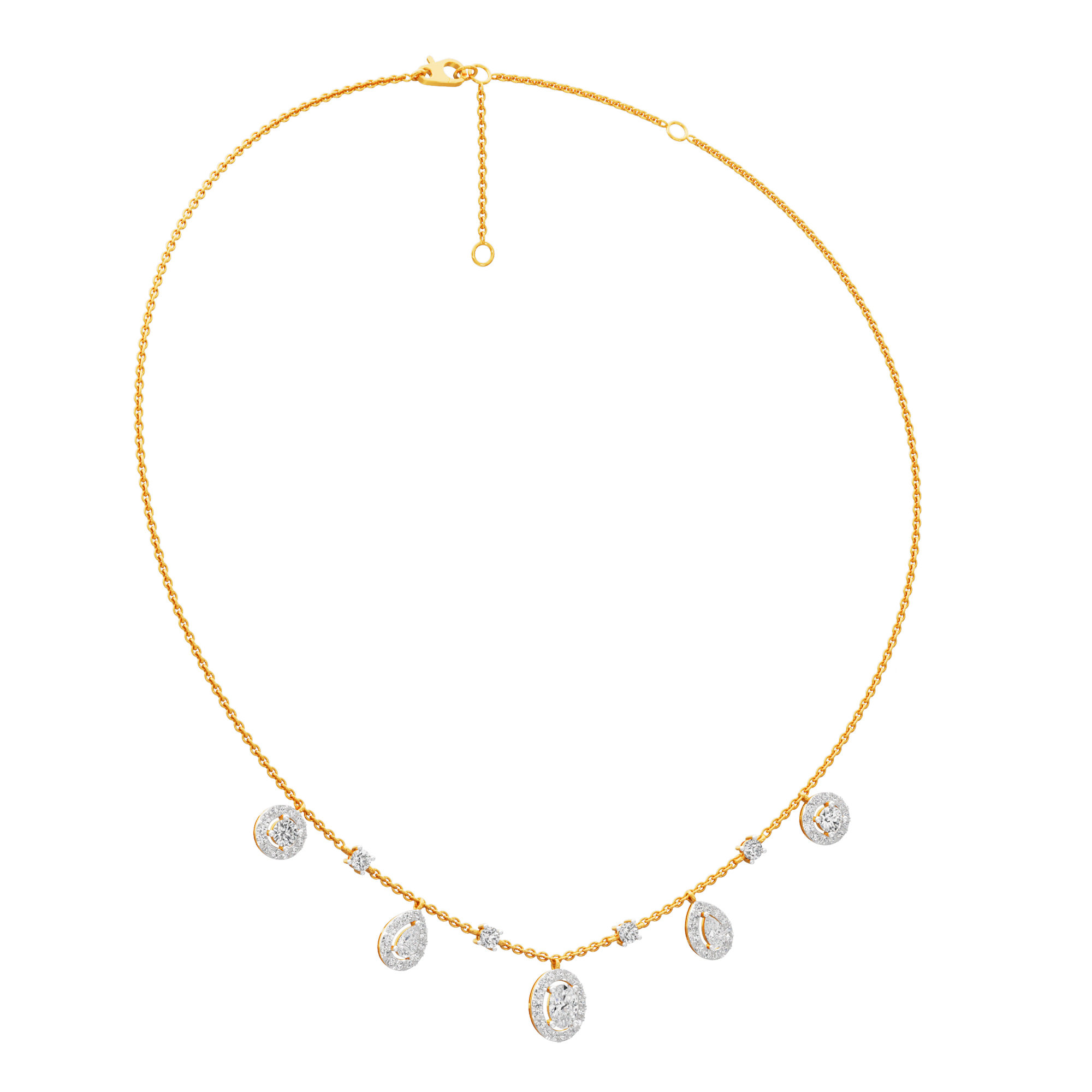 Luminary Oval Charm Diamond Necklace in 14KT Yellow Gold (Diamond Quality:FG-VVS VS)