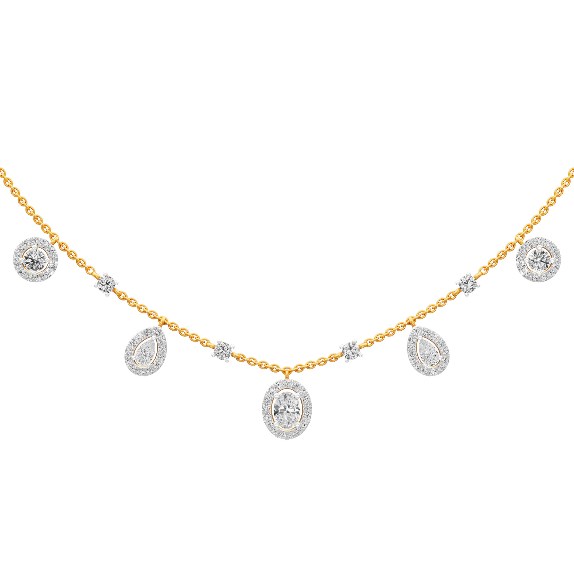 Luminary Oval Charm Diamond Necklace in 14KT Yellow Gold (Diamond Quality:FG-VVS VS)