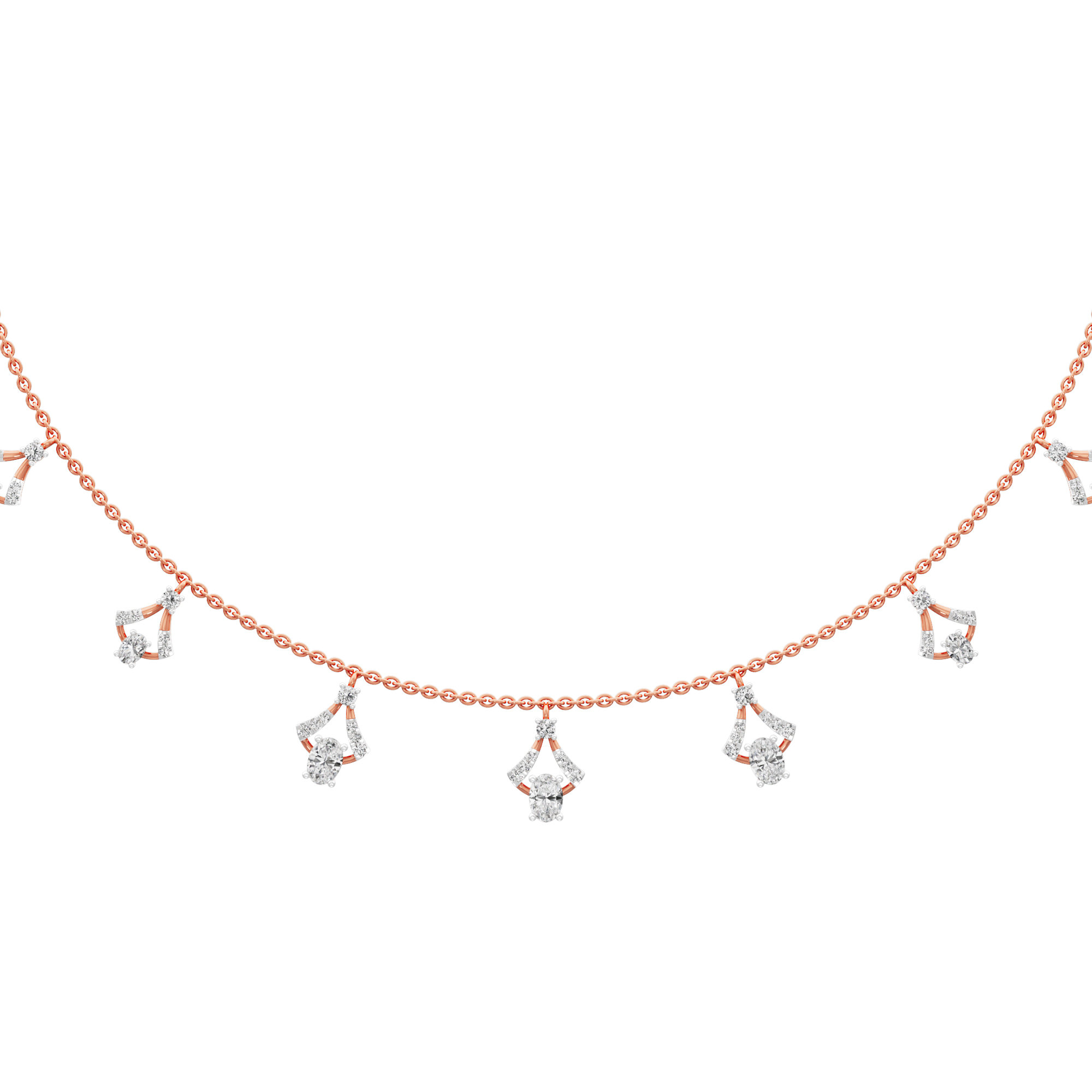 Sunray Charm Diamond Necklace in 14KT Rose Gold (Diamond Quality:FG-VVS VS)