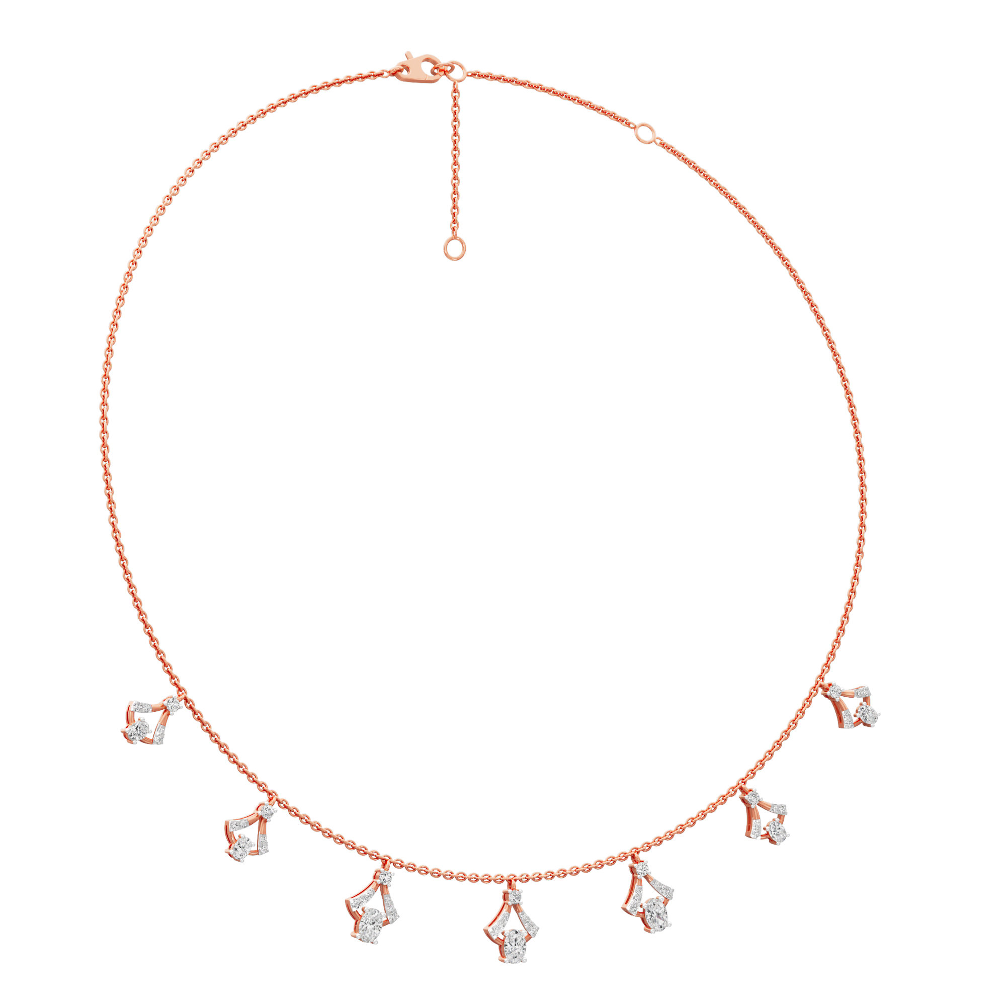 Sunray Charm Diamond Necklace in 14KT Rose Gold (Diamond Quality:FG-VVS VS)
