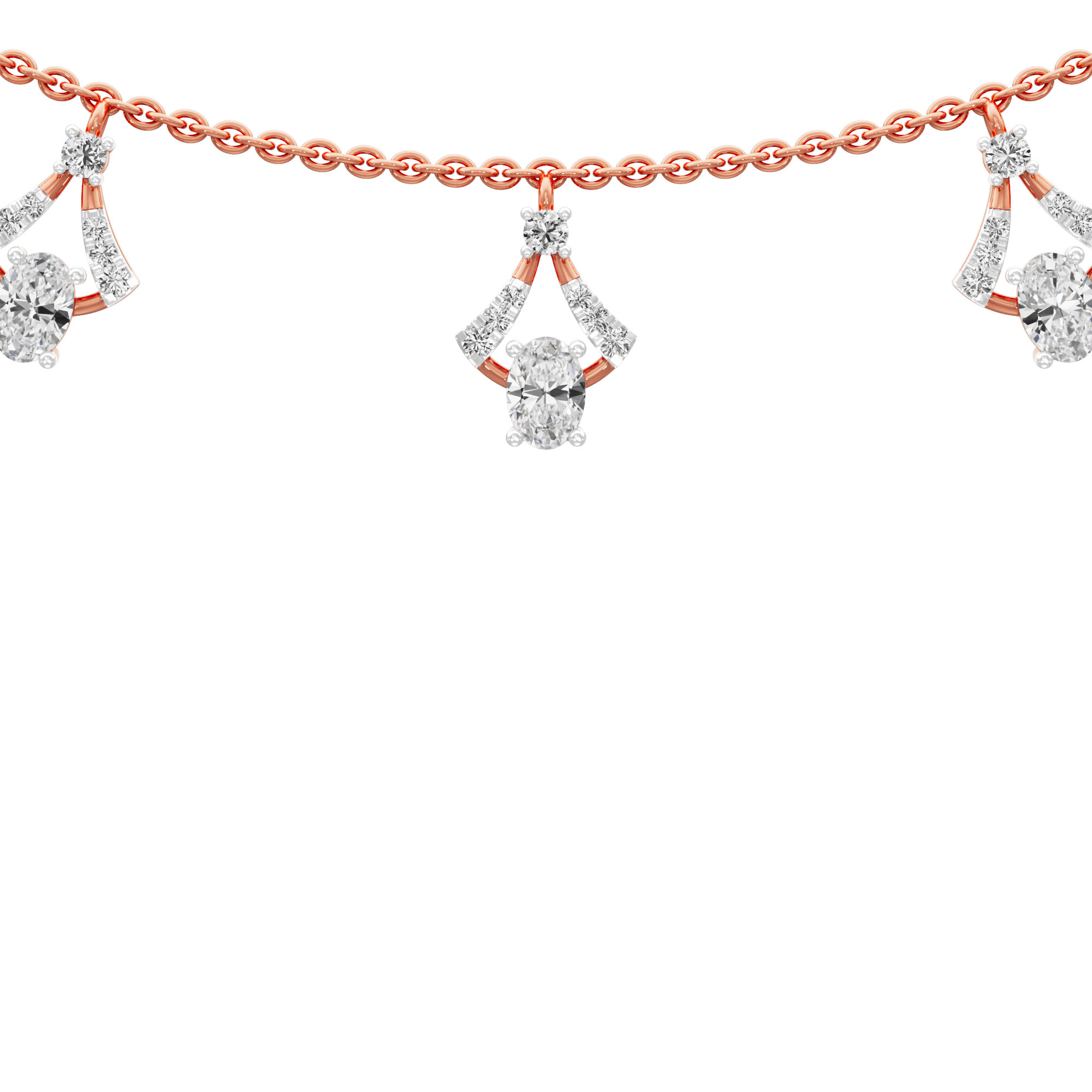 Sunray Charm Diamond Necklace in 14KT Rose Gold (Diamond Quality:FG-VVS VS)