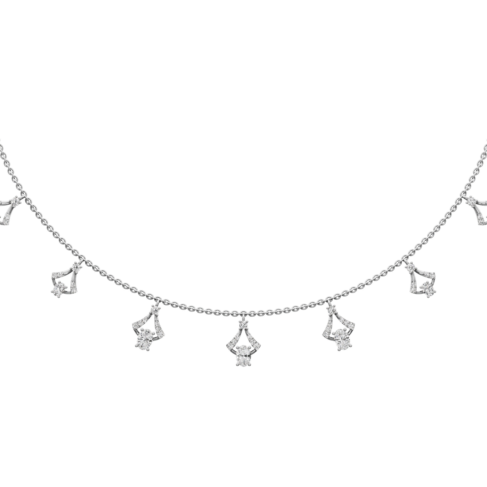 Sunray Charm Diamond Necklace in 14KT White Gold (Diamond Quality:FG-VVS VS)