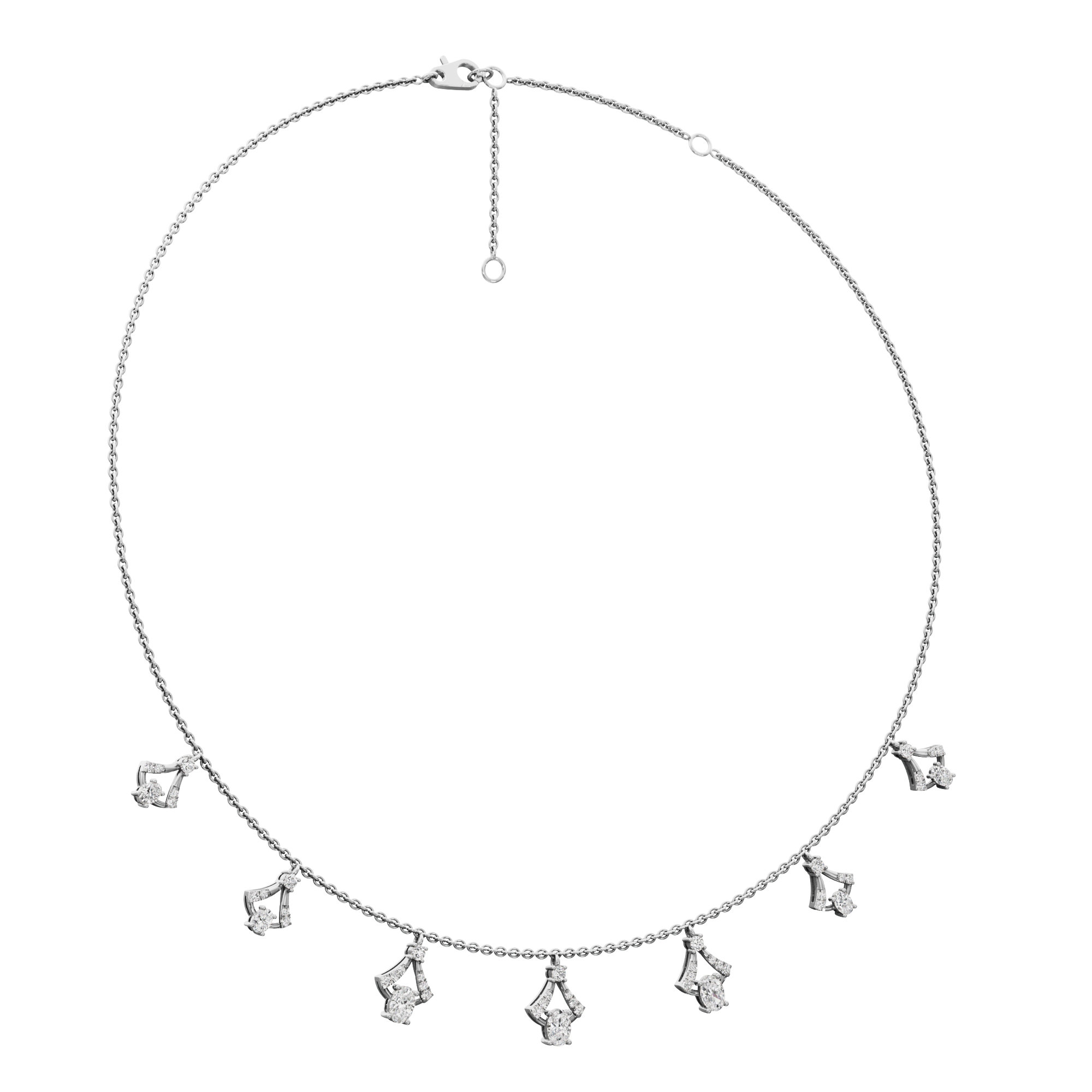 Sunray Charm Diamond Necklace in 14KT White Gold (Diamond Quality:FG-VVS VS)