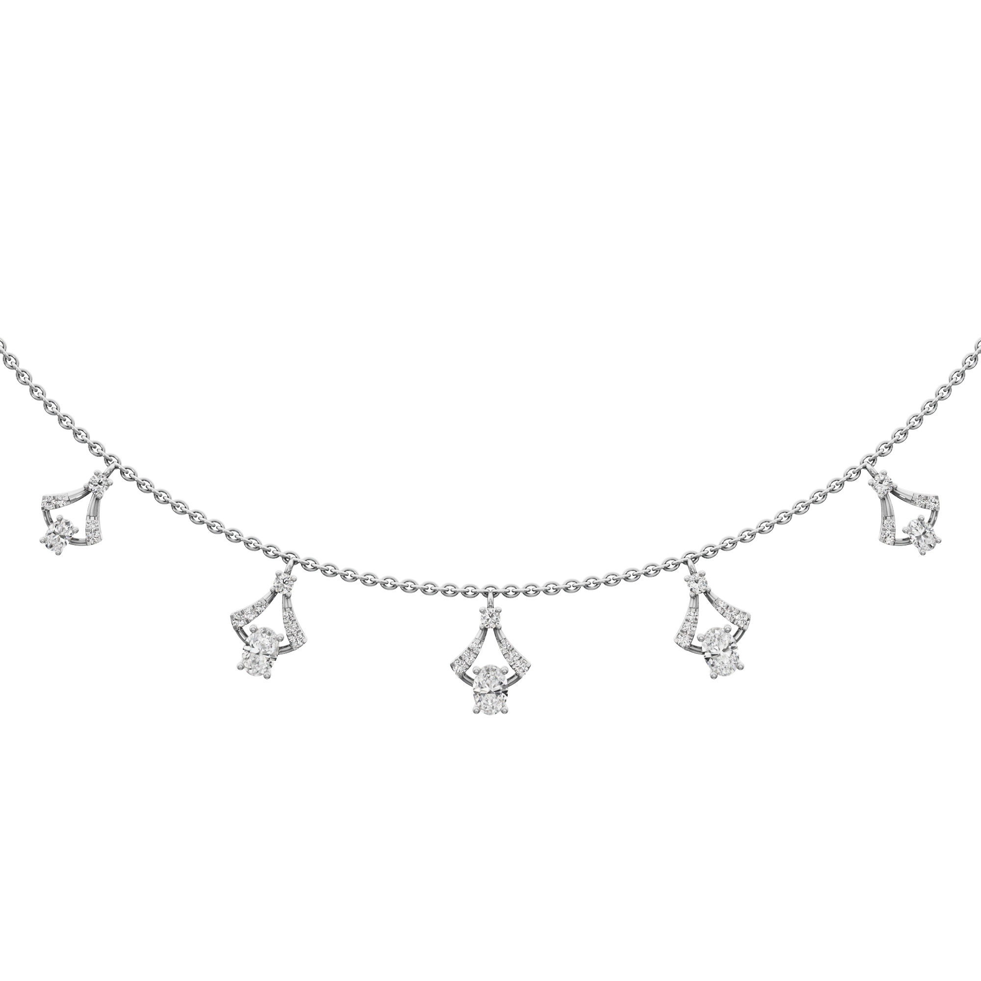 Sunray Charm Diamond Necklace in 14KT White Gold (Diamond Quality:FG-VVS VS)