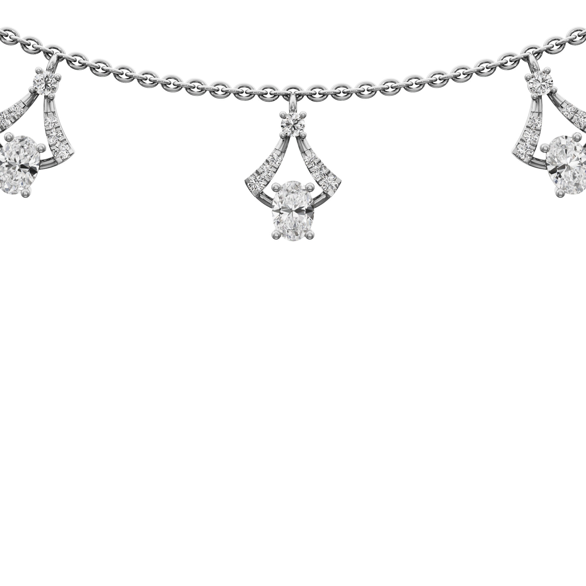 Sunray Charm Diamond Necklace in 14KT White Gold (Diamond Quality:FG-VVS VS)