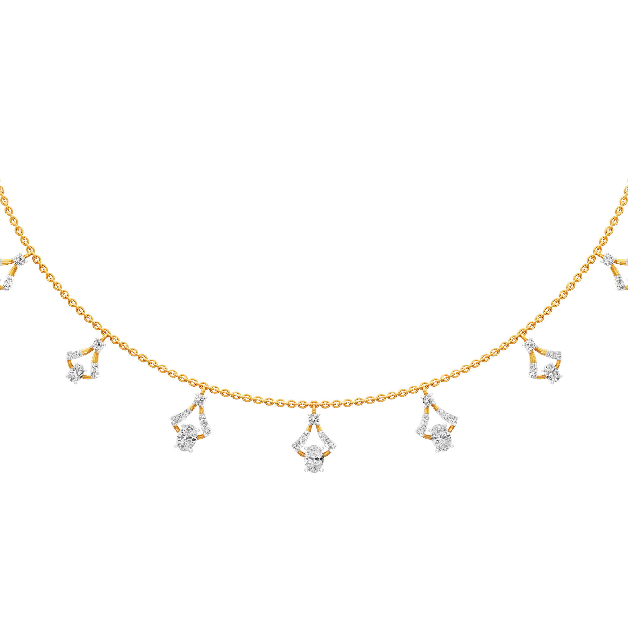 Sunray Charm Diamond Necklace in 18KT Yellow Gold (Diamond Quality:FG-VVS VS)