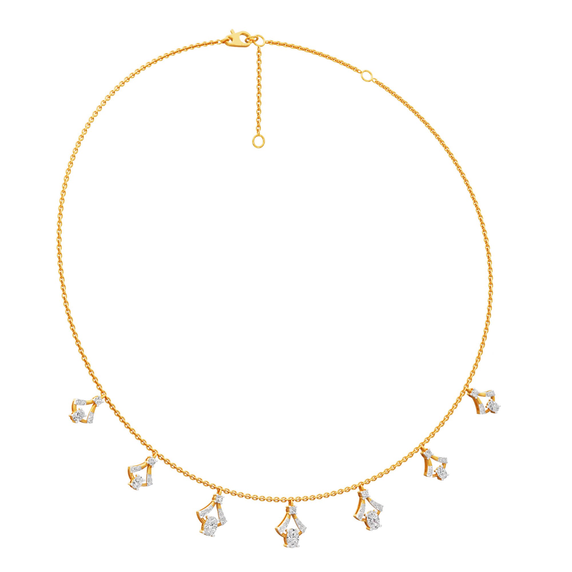 Sunray Charm Diamond Necklace in 18KT Yellow Gold (Diamond Quality:FG-VVS VS)