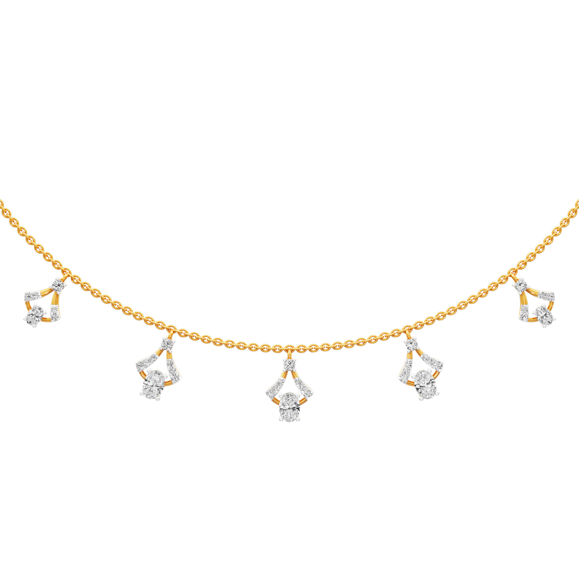 Sunray Charm Diamond Necklace in 18KT Yellow Gold (Diamond Quality:FG-VVS VS)